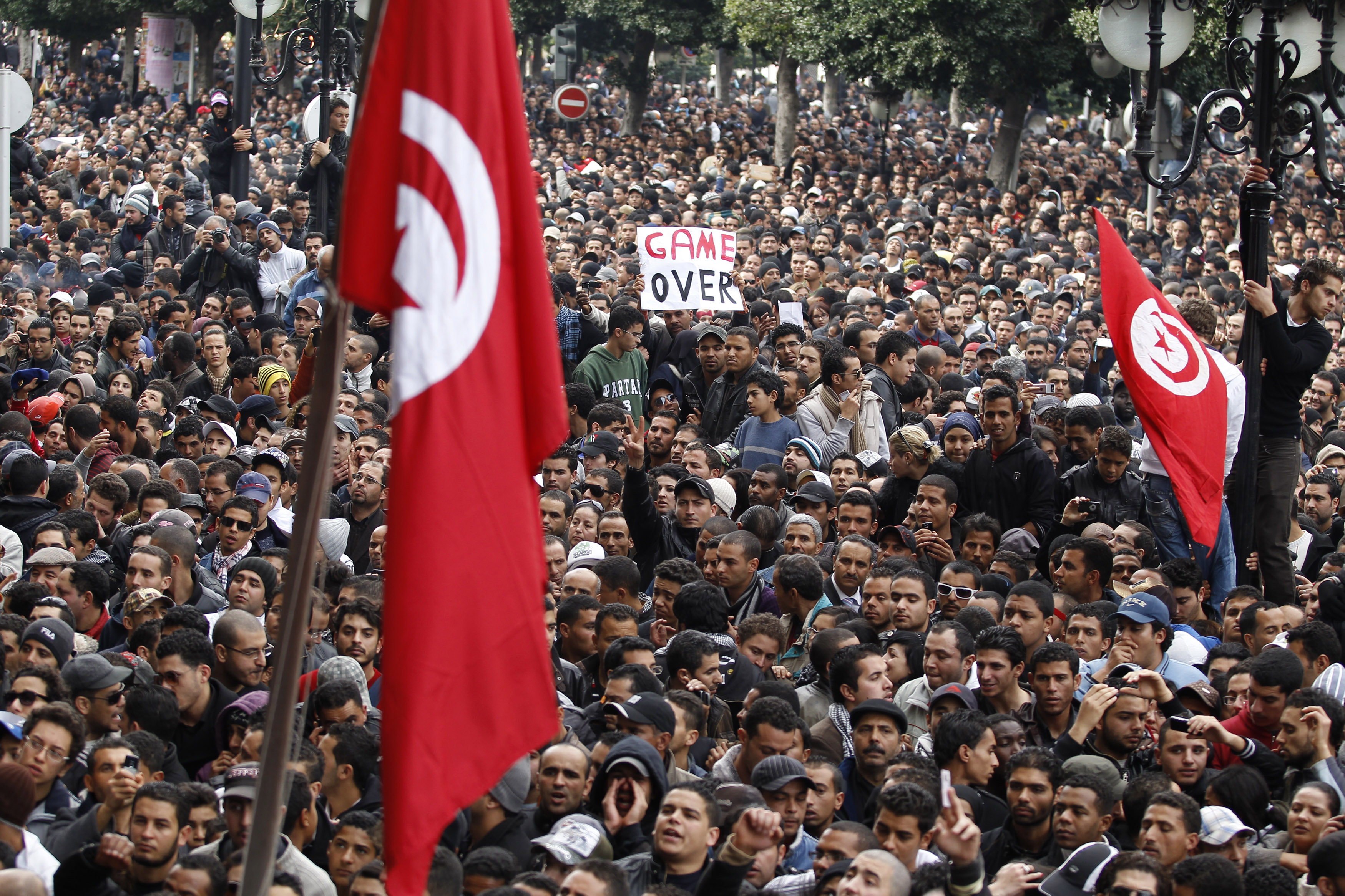 Protesters demonstrate against Tunisian President Zine el-Abidine Ben Ali in Tunis on January 14, 2011 [File: Zohra Bensemra/Reuters]