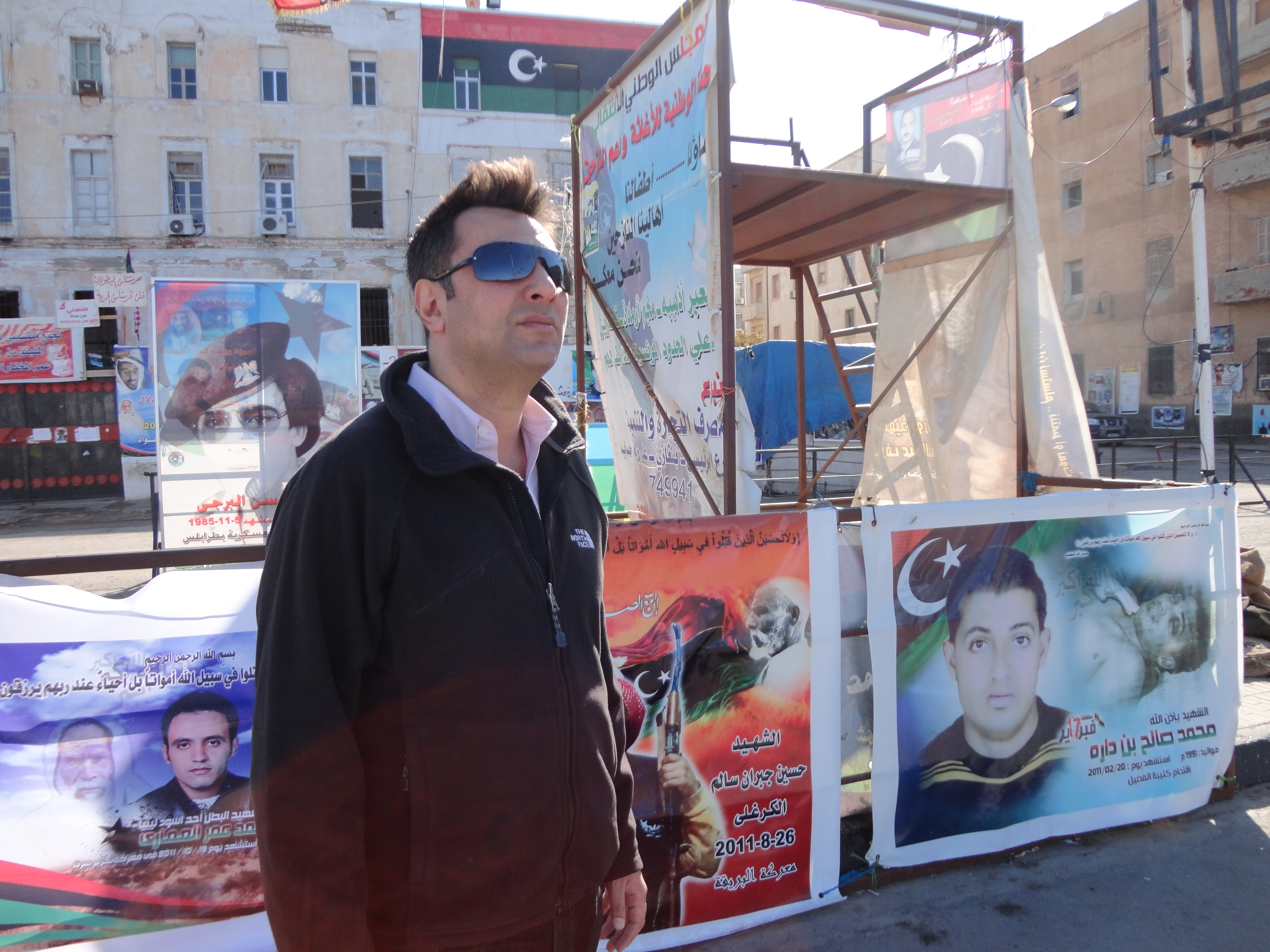 Late 2011, visiting Benghazi, where the protests against Muammar Gaddafi’s regime broke out in February of that year [Photo courtesy of Imran Khan]