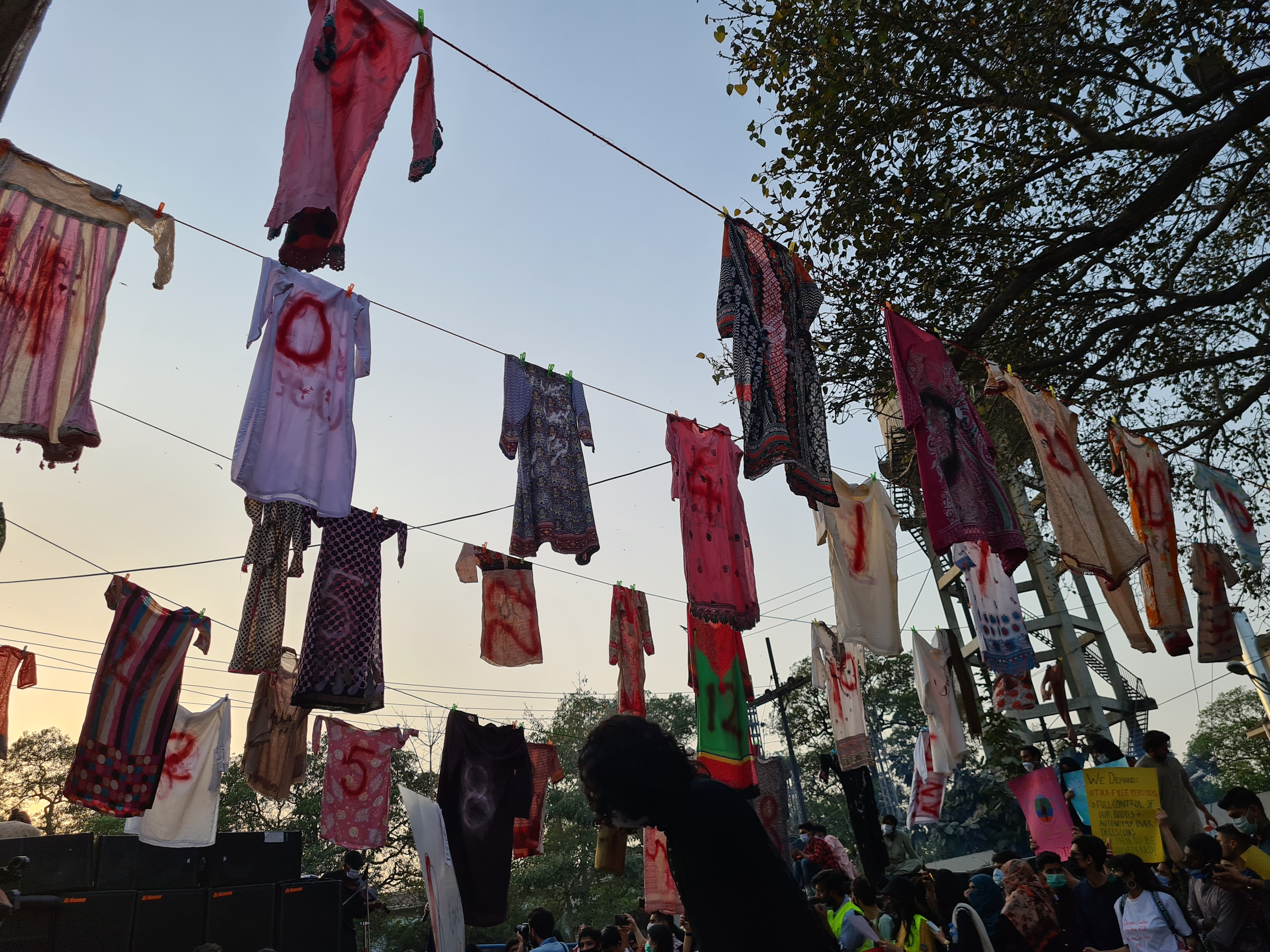 Stains of Patriarchy installation at the Aurat March in Lahore