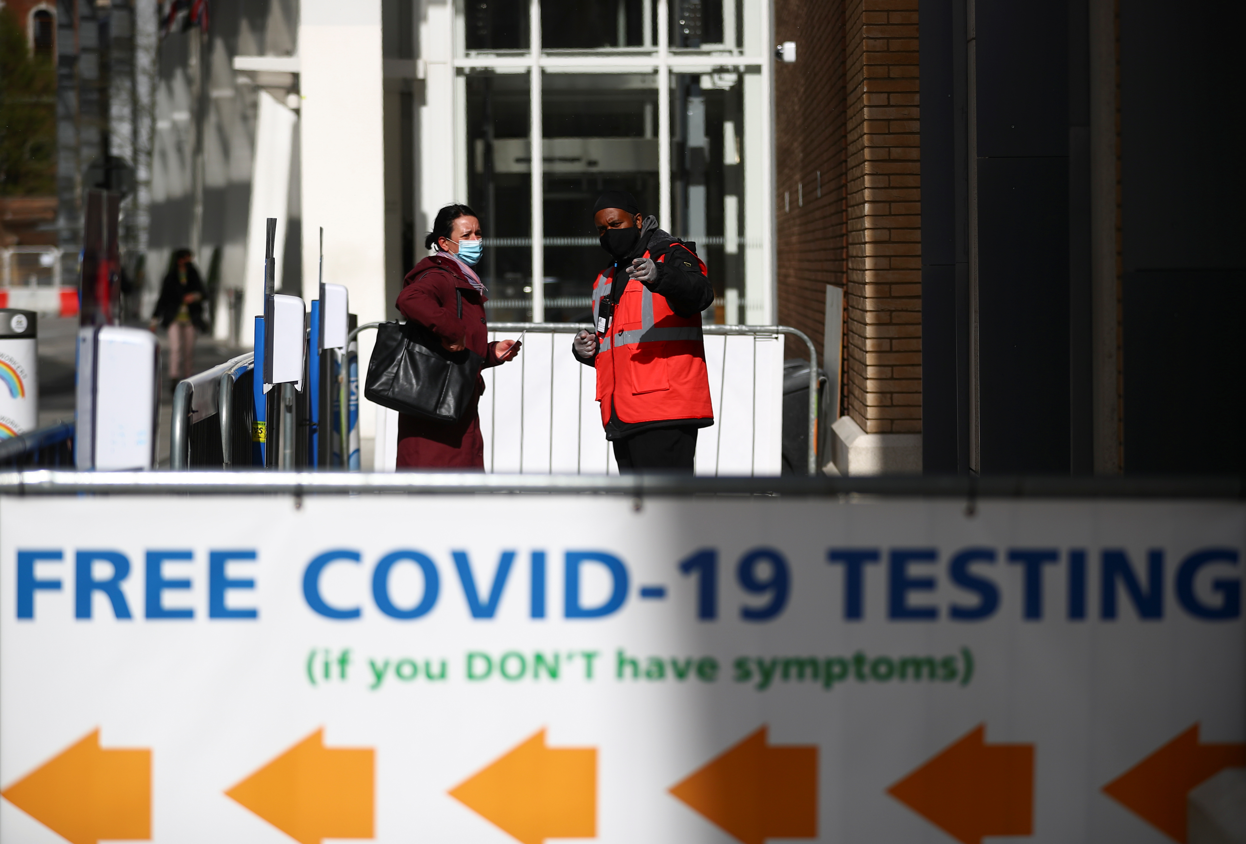 A sign to COVID test centre