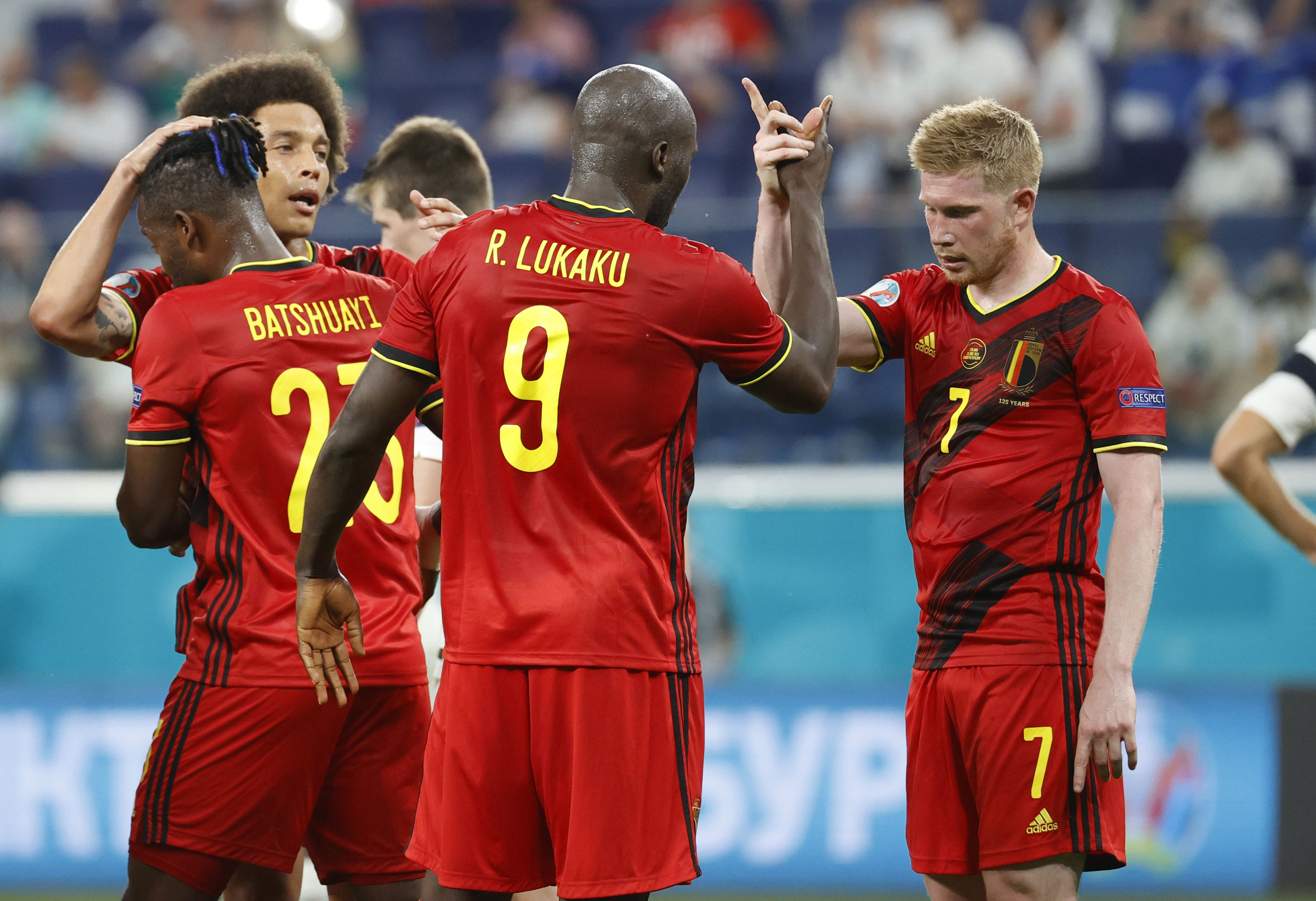 Belgium's Romelu Lukaku celebrates scoring