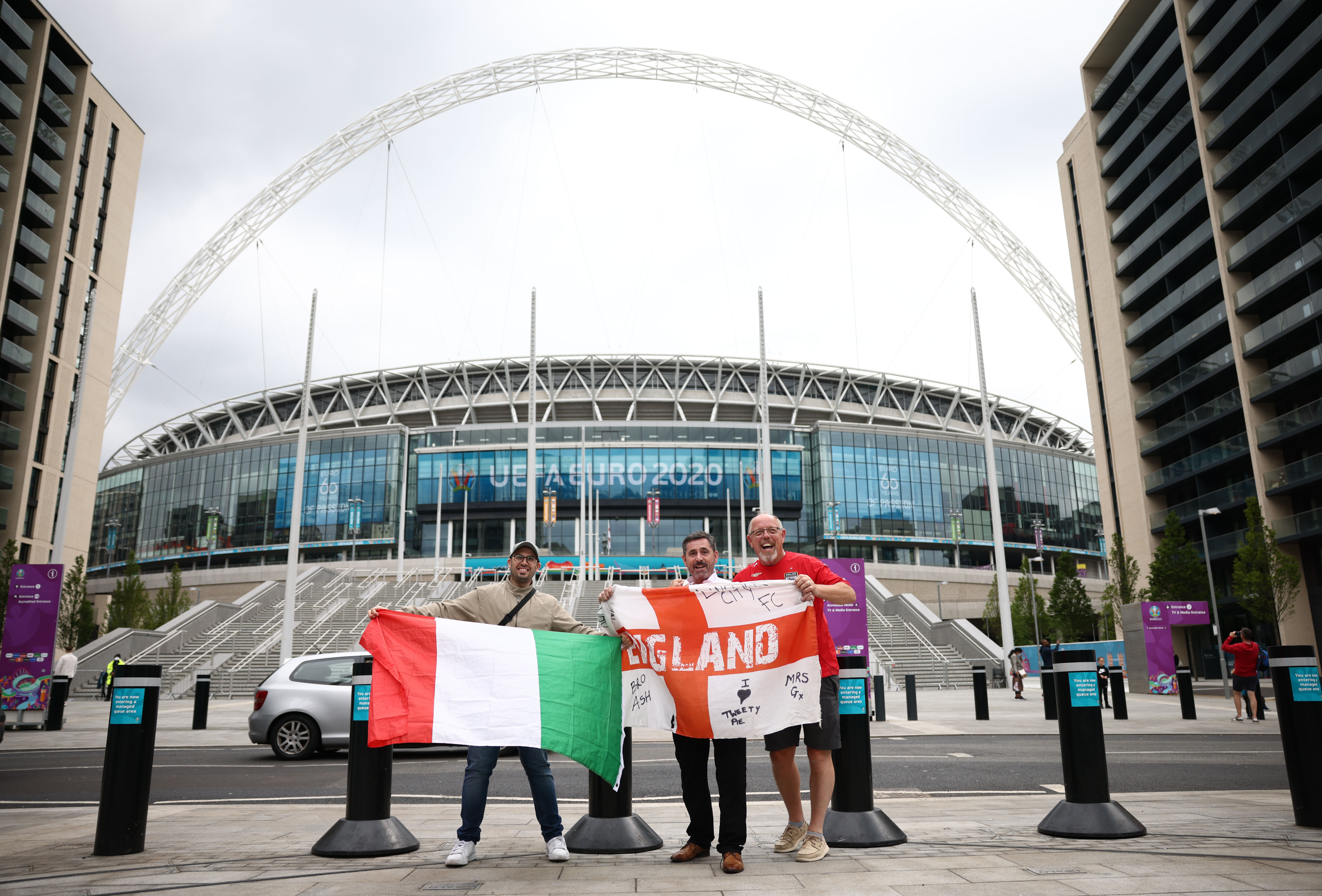 Fans gather ahead of Italy v England at Wembley Stadium [Henry Nicholls/Reuters]