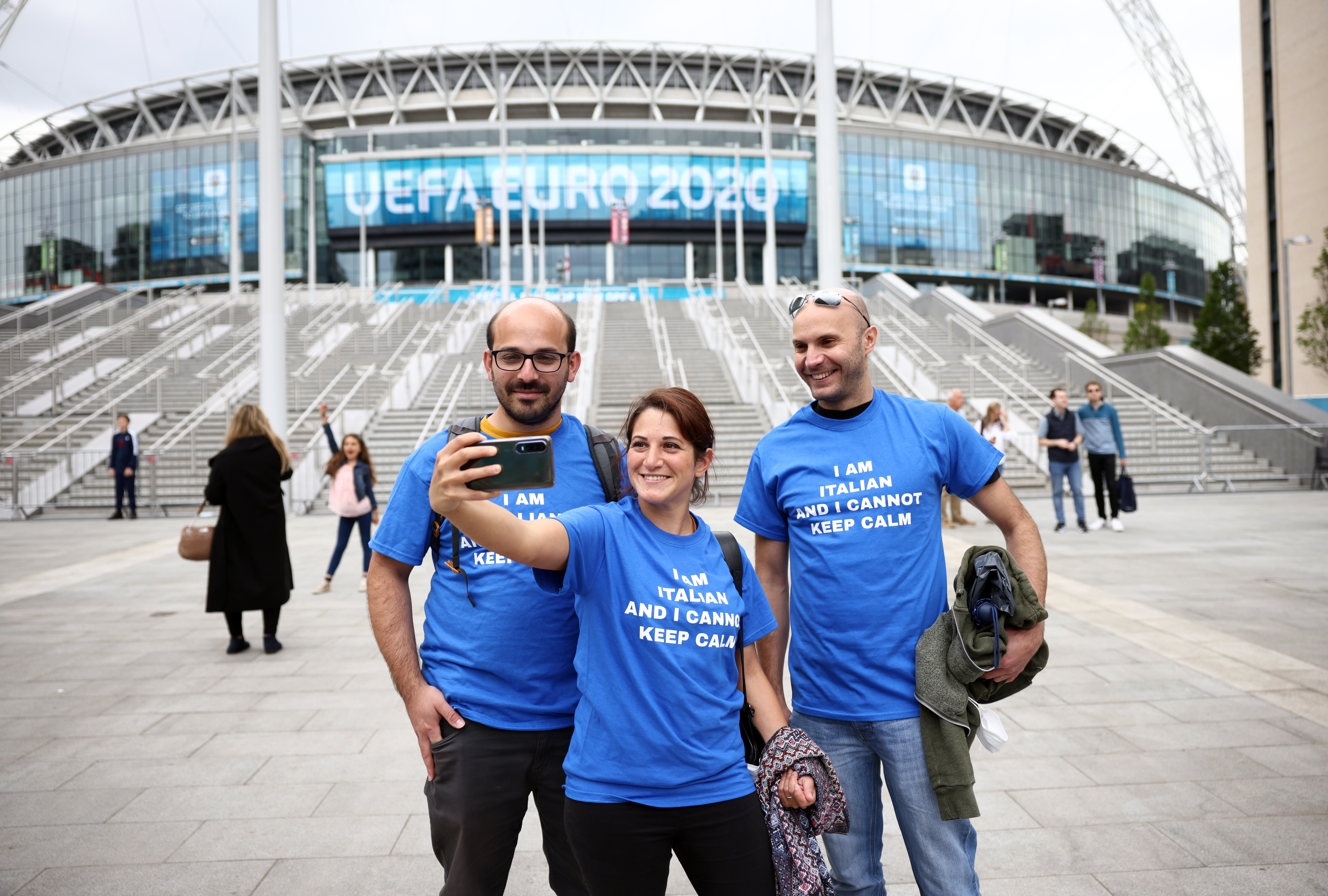 Italian fans in London are upbeat ahead of the final [Henry Nicholls/Reuters]