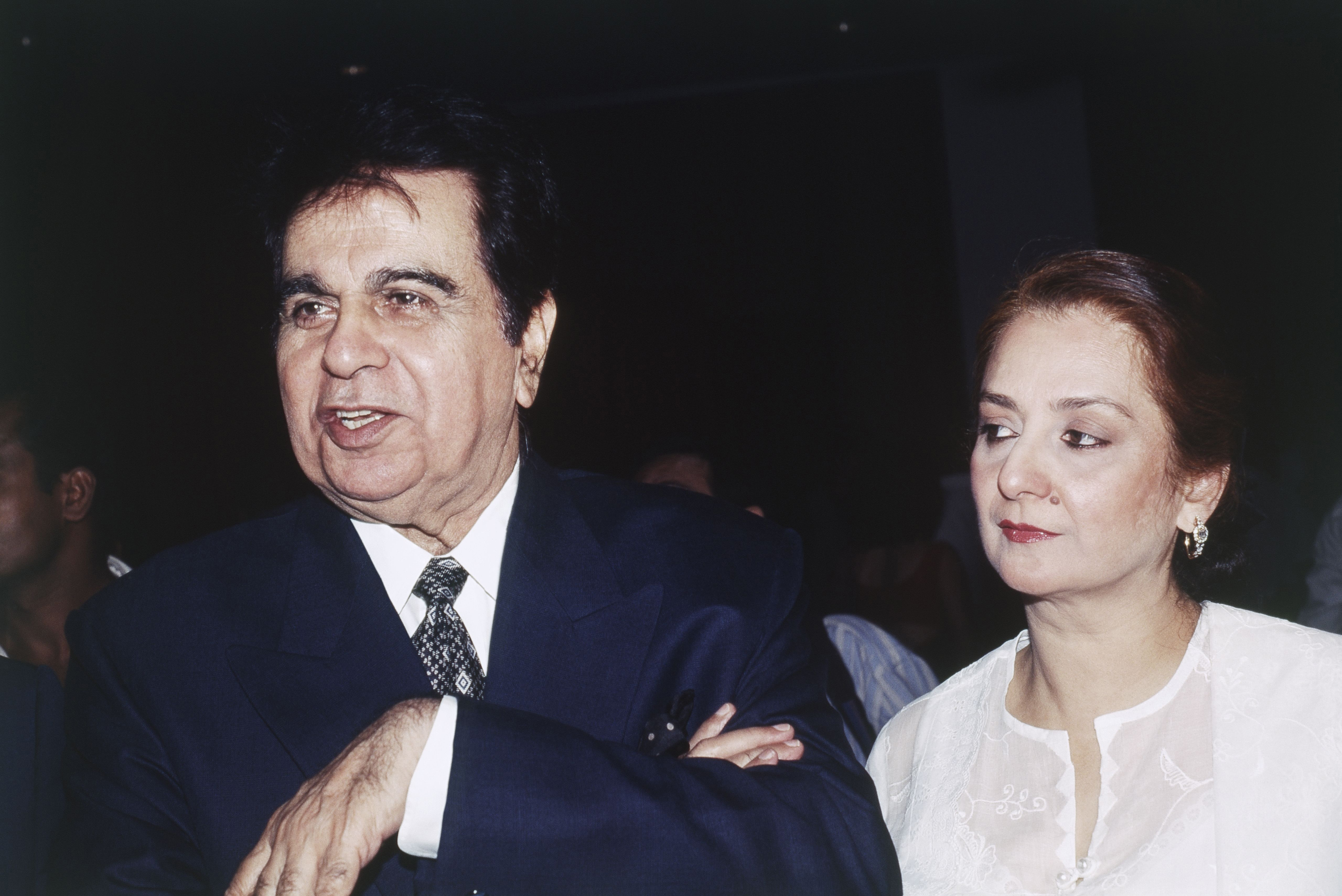 Iconic Indian actor Dilip Kumar with wife Saira Banu [File: Dinodia Photos/Getty Images]