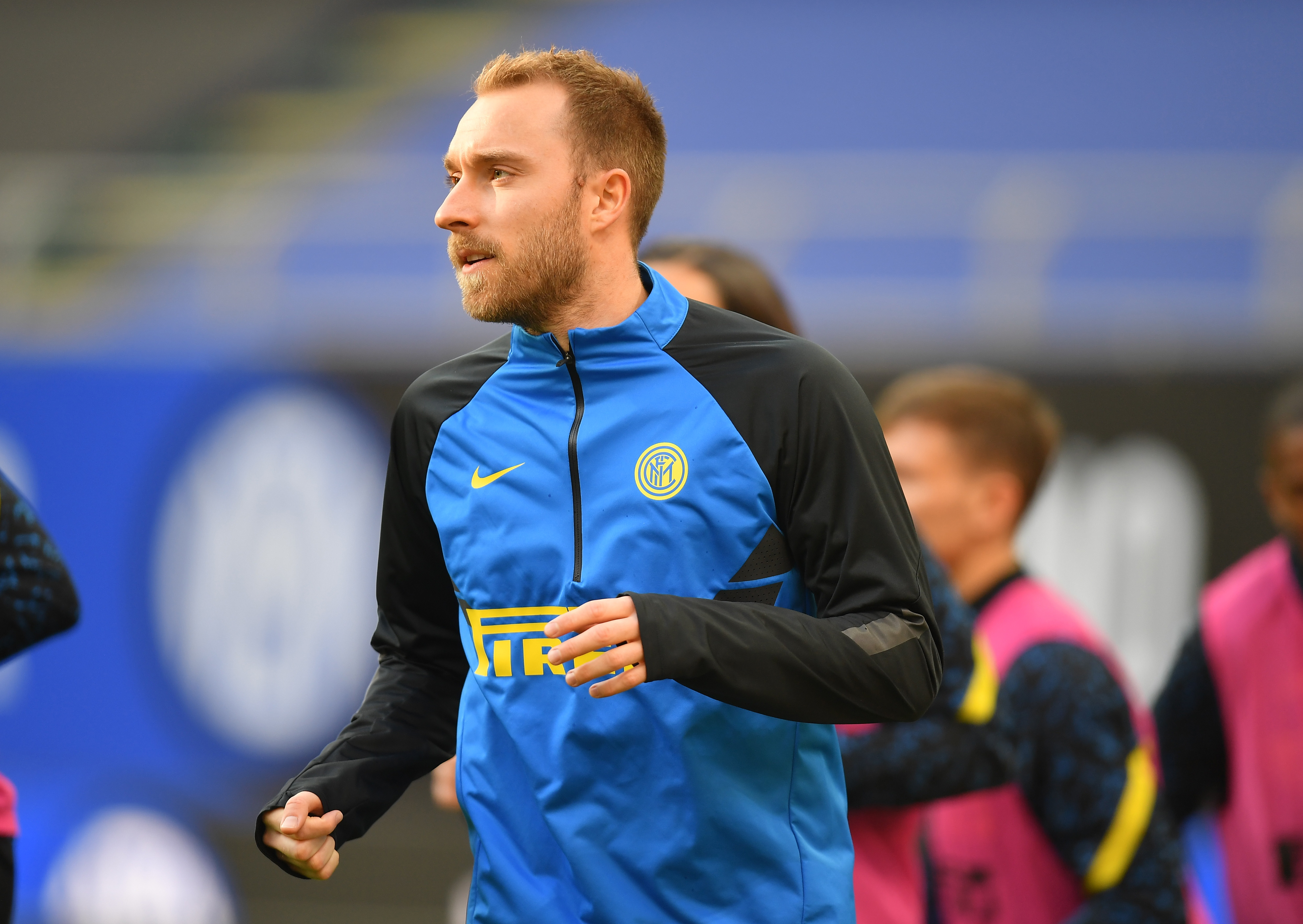 Christian Eriksen seen during a warm up session
