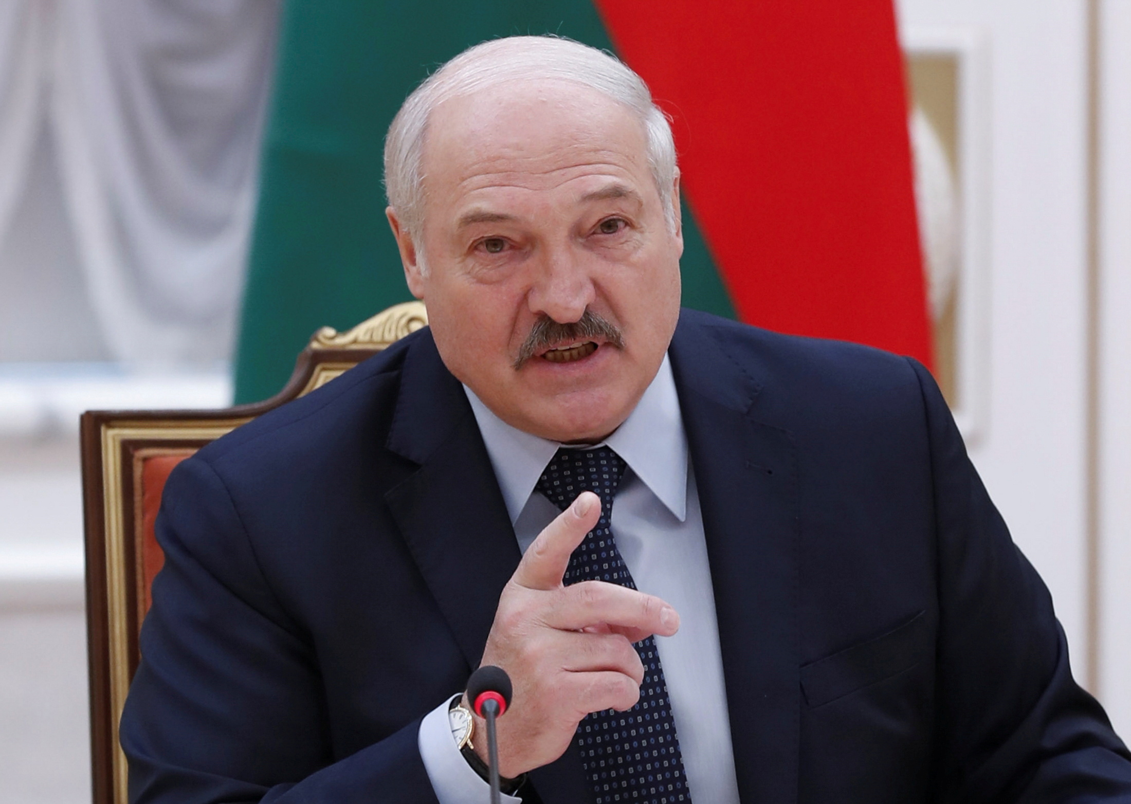 FILE PHOTO: Belarusian President Alexander Lukashenko speaks at Commonwealth of Independent States (CIS) Heads of Government Council in Minsk, Belarus May 28, 2021. Sputnik/Alexander Astafyev/Pool via REUTERS ATTENTION EDITORS - THIS IMAGE WAS PROVIDED BY A THIRD PARTY./File Photo