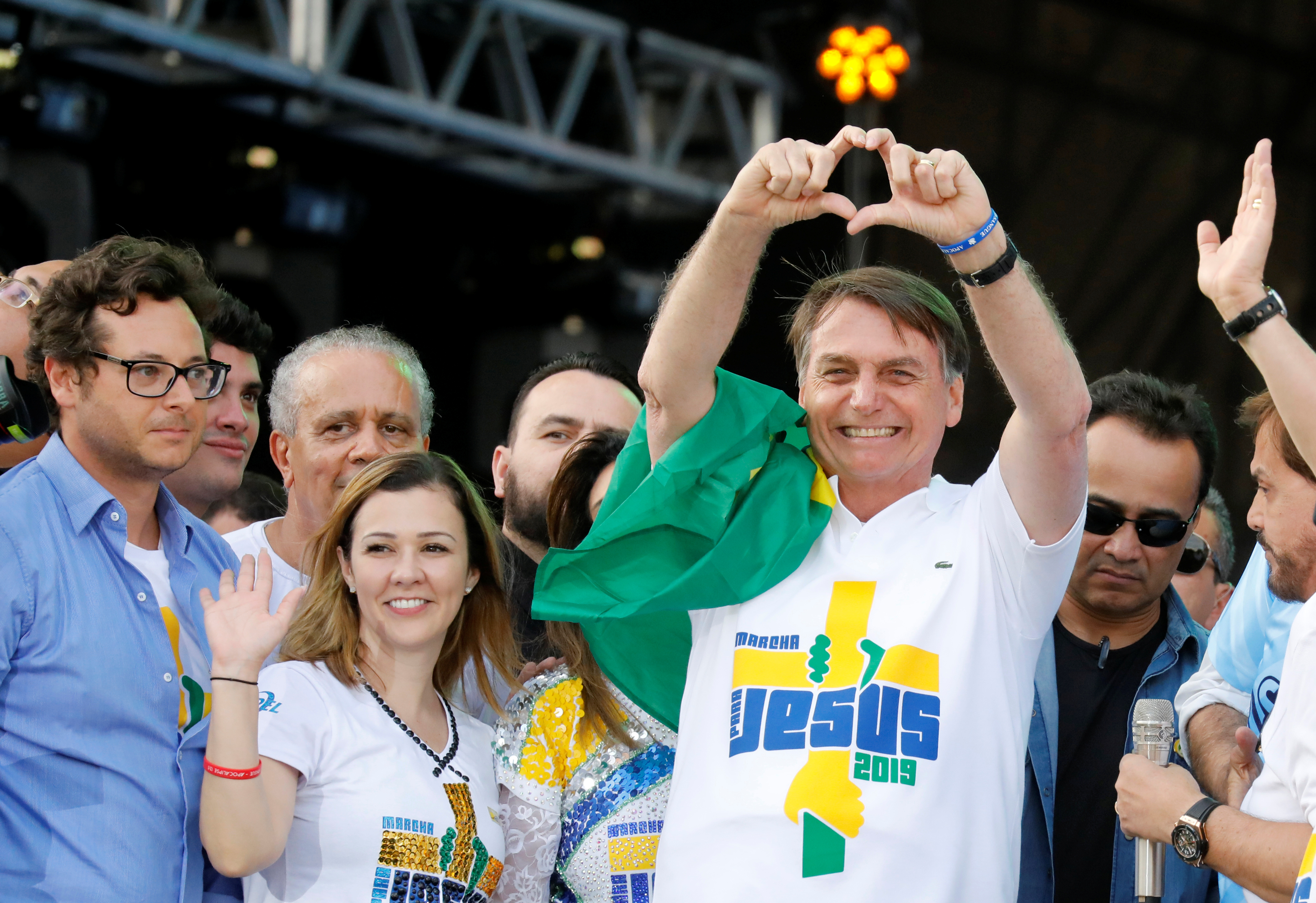 Brazil's President Jair Bolsonaro attends an evangelical march to celebrate Corpus Christi in Sao Paulo on June 20, 2019 [File: Reuters/Nacho Doce]