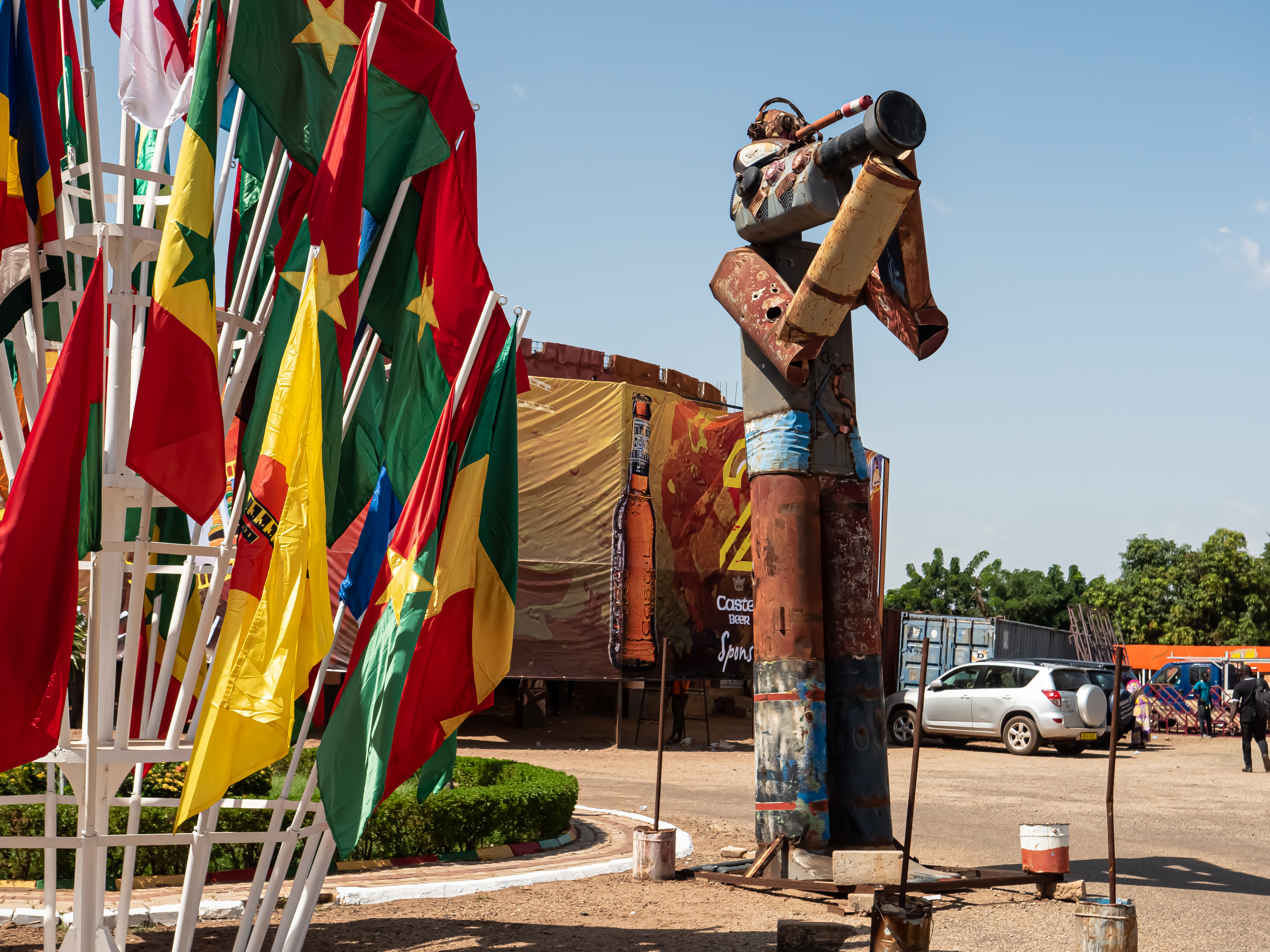 A sculpture outside the FESAPCO building in Ouagadogou [Henry Wilkins/Al Jazeera]