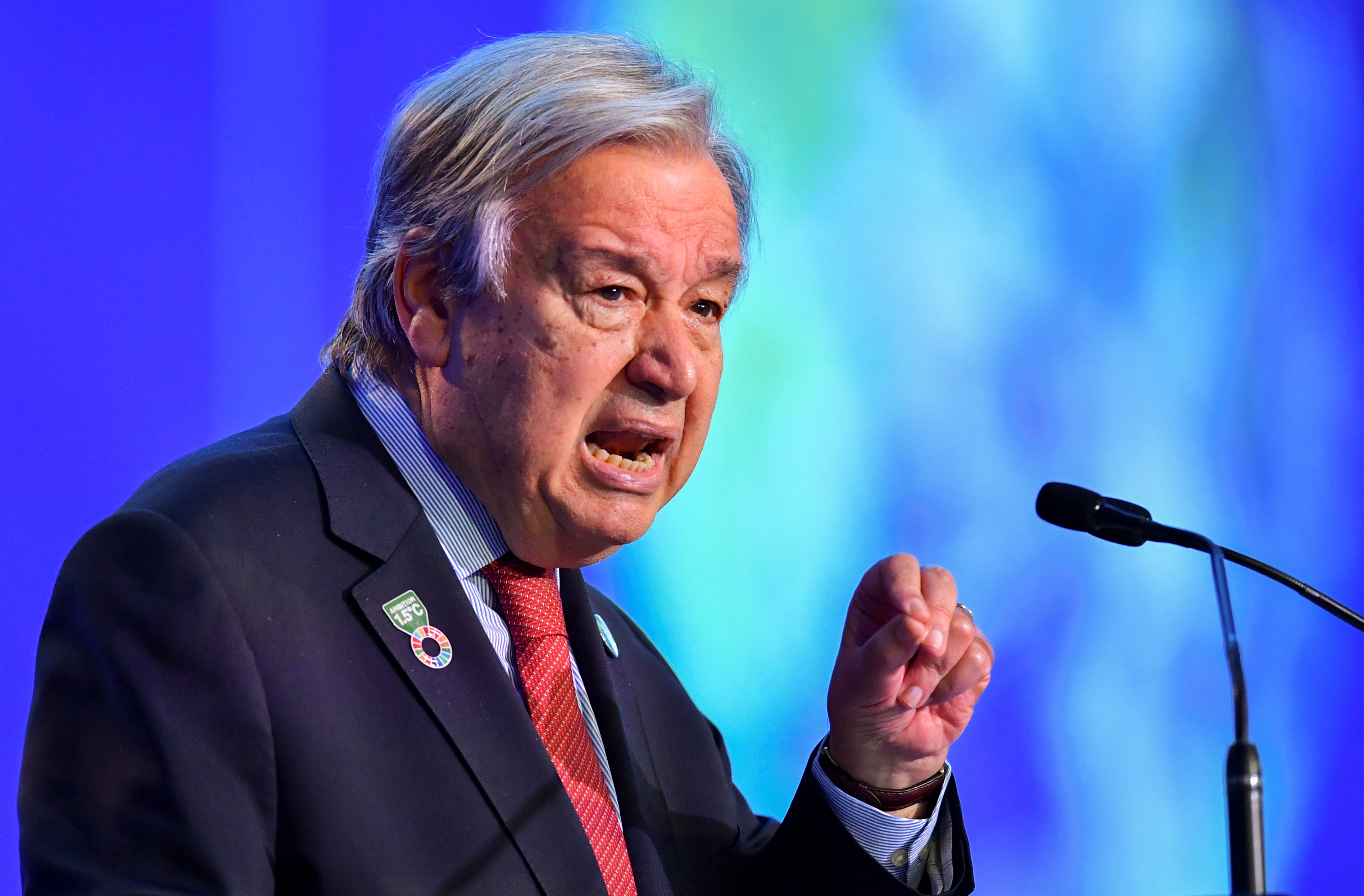 UN Secretary General Antonio Guterres speaks at a conference in 2021.