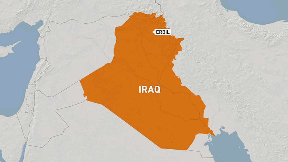 Map of Iraq showing the location of Erbil.