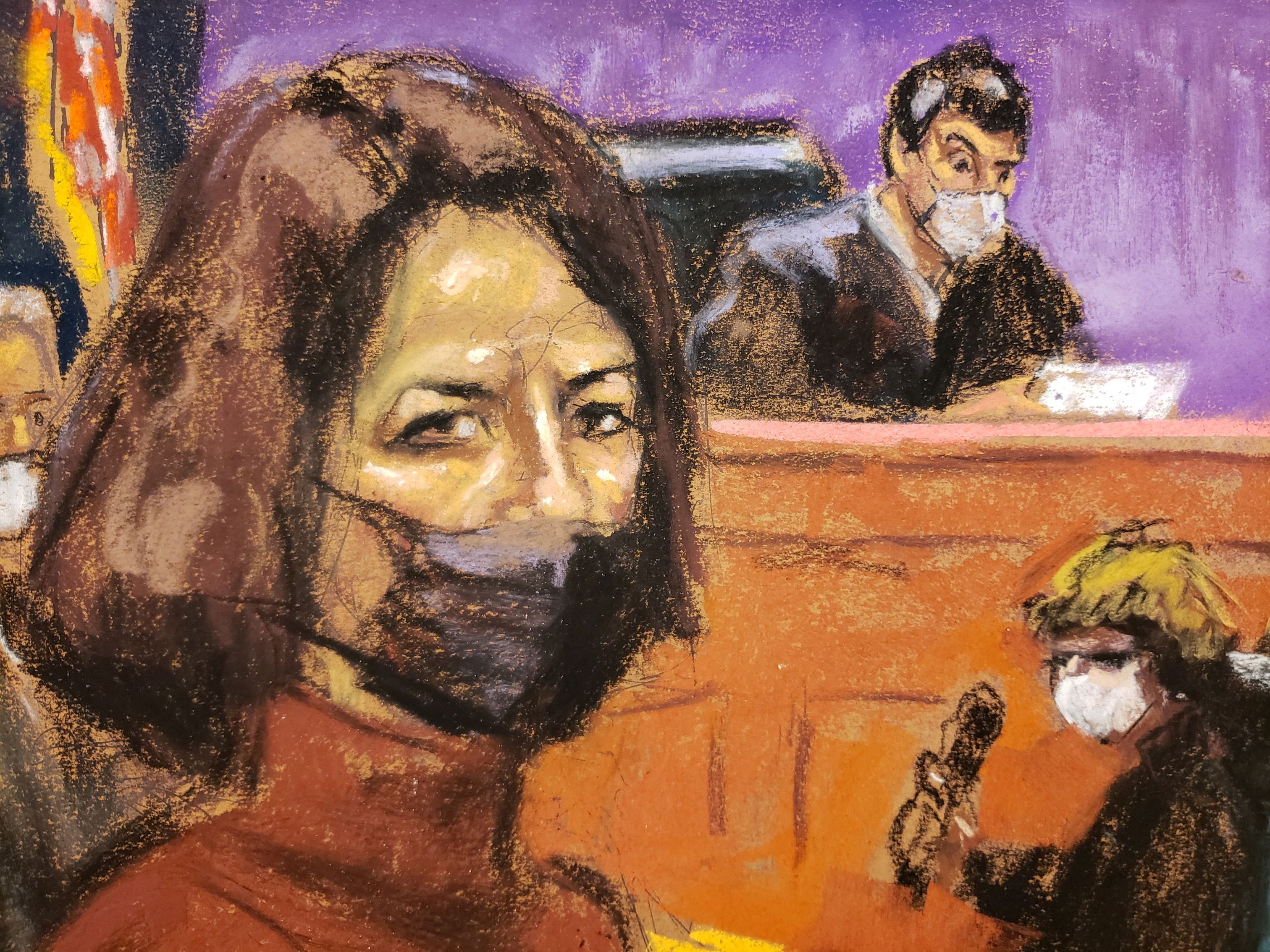 Courtroom sketch of Ghislaine Maxwell.
