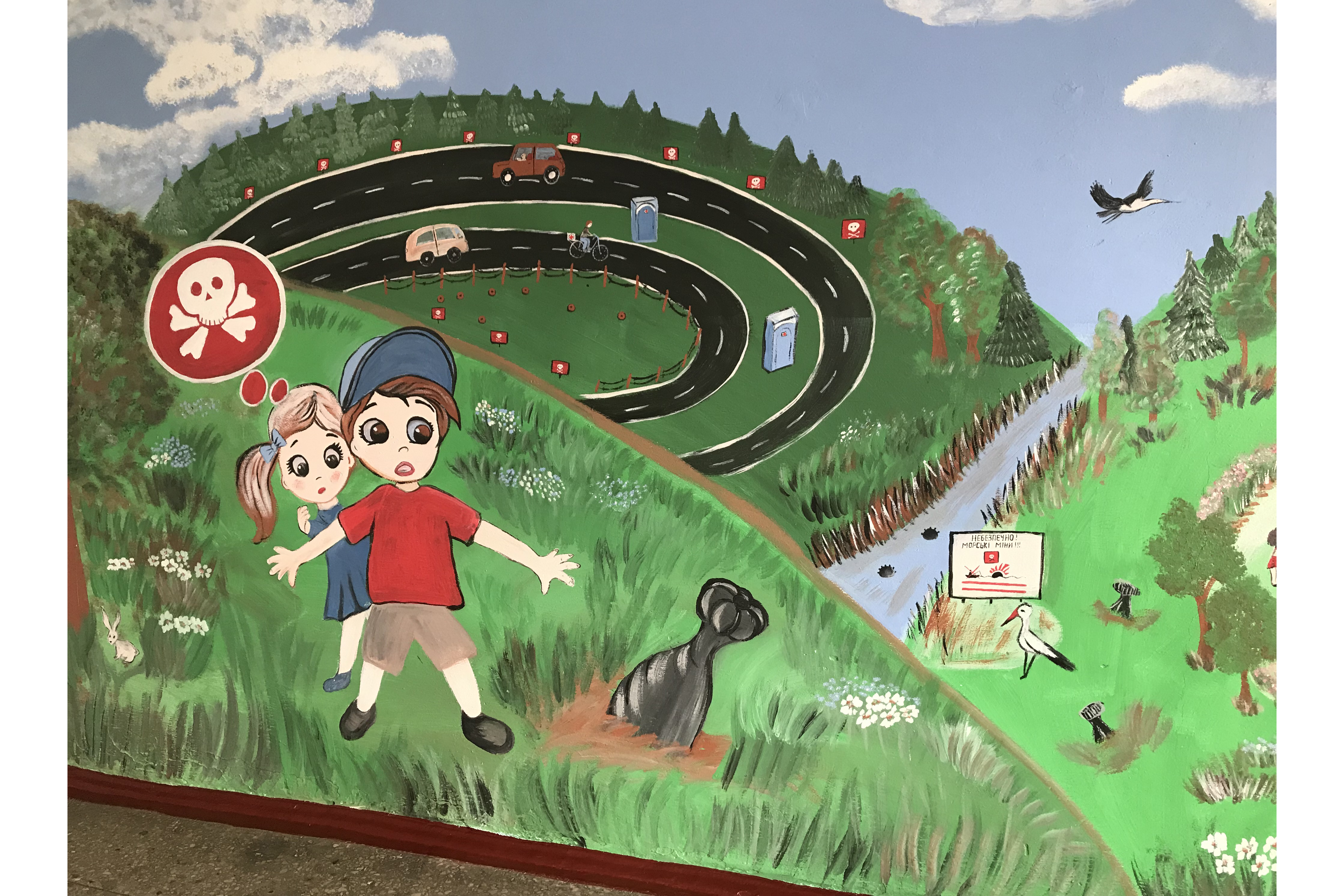 Paintings in the school for children in Novomykhailivka