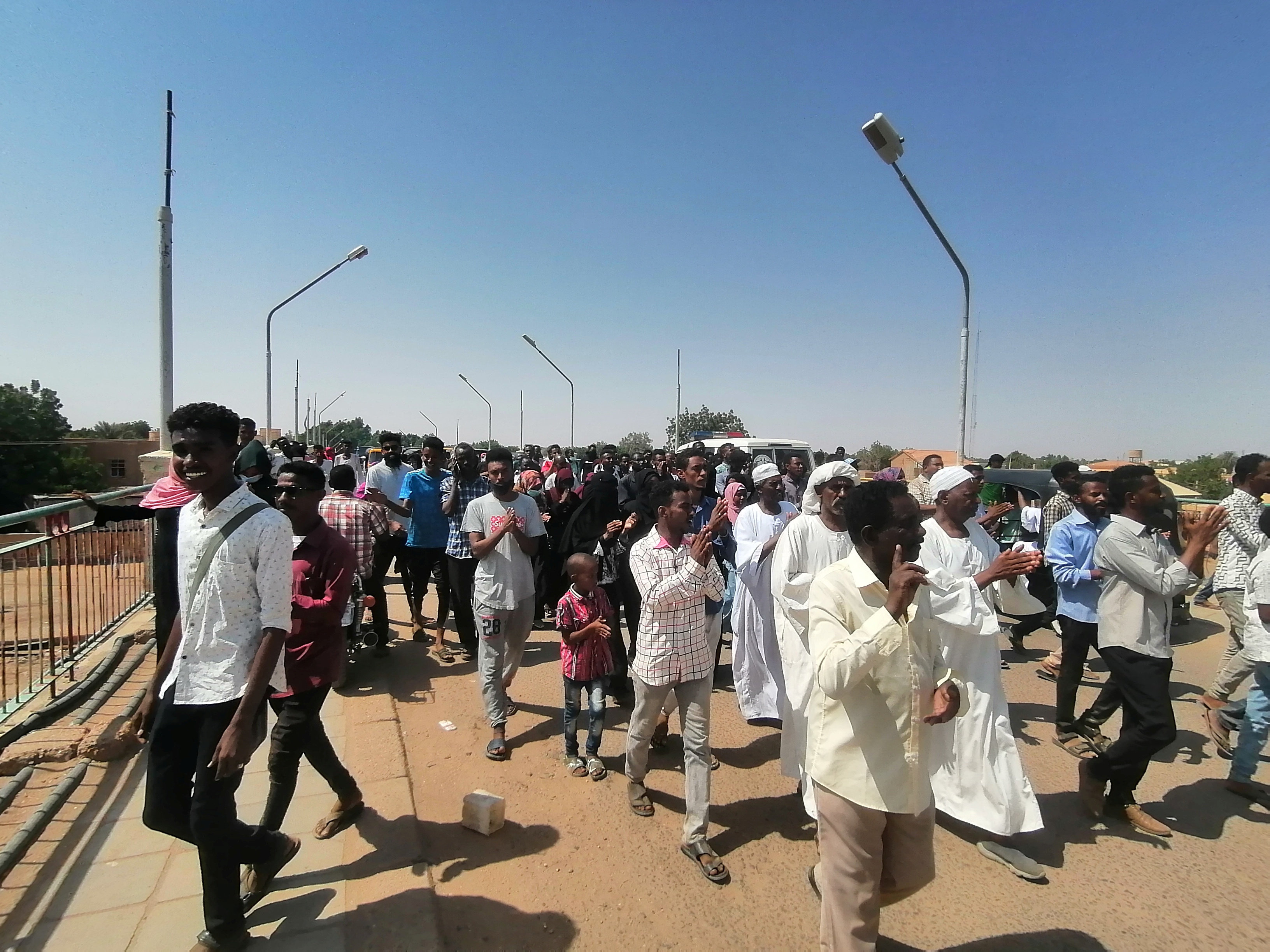 Sudanese demonstrators in Atbara, Sudan