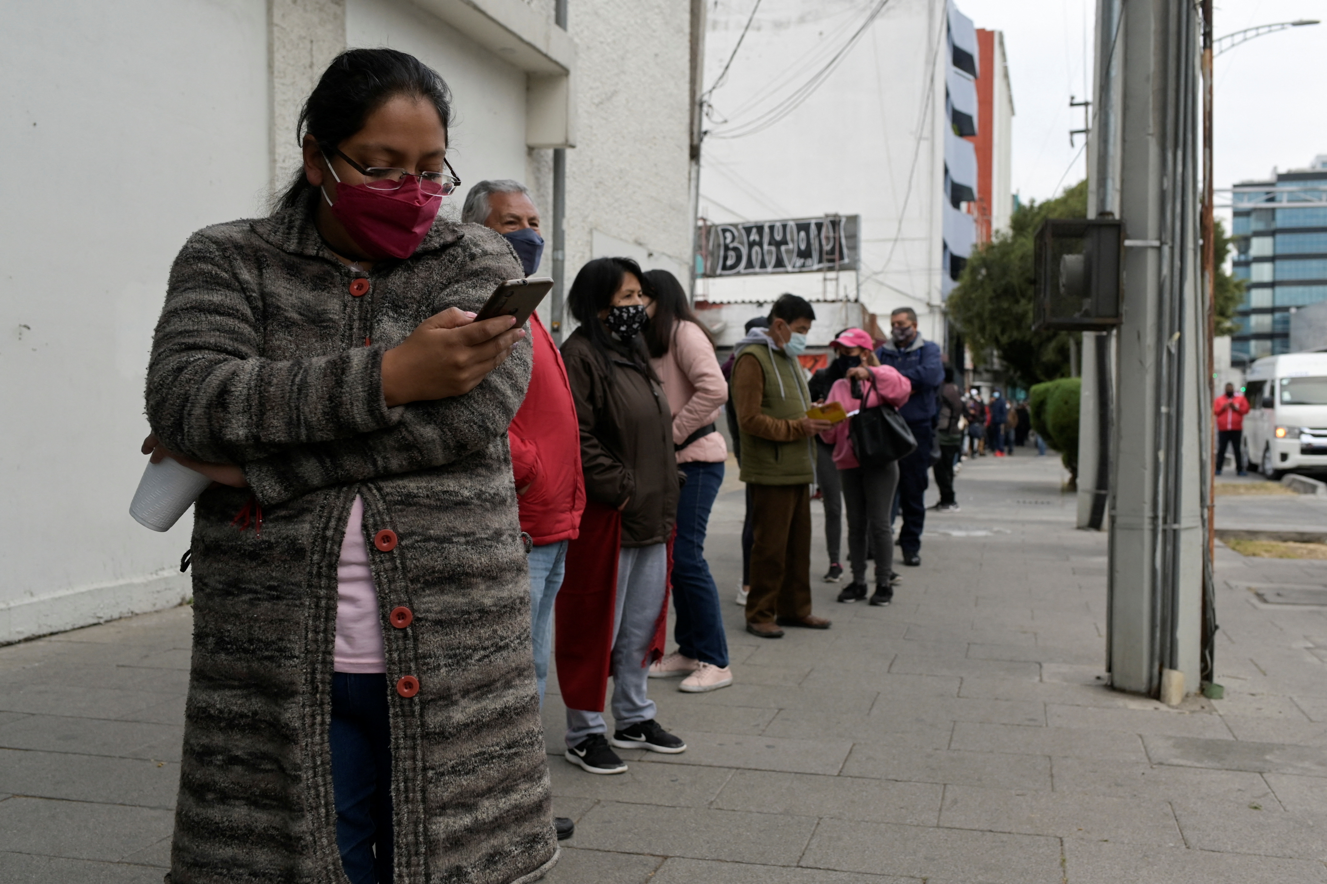 People queuing for COVID-19 tests