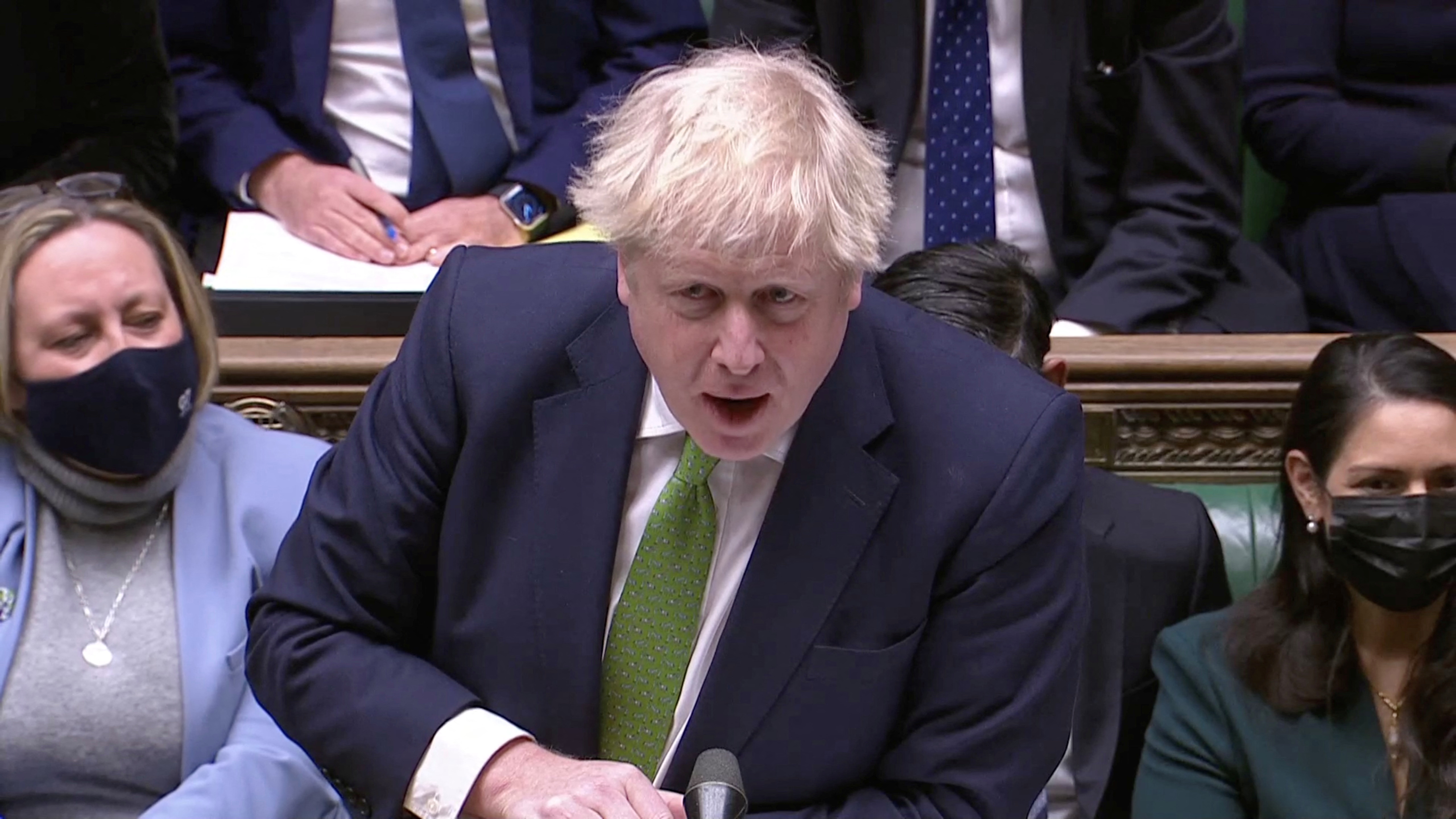 British Prime Minister Boris Johnson addresses the UK's Parliament
