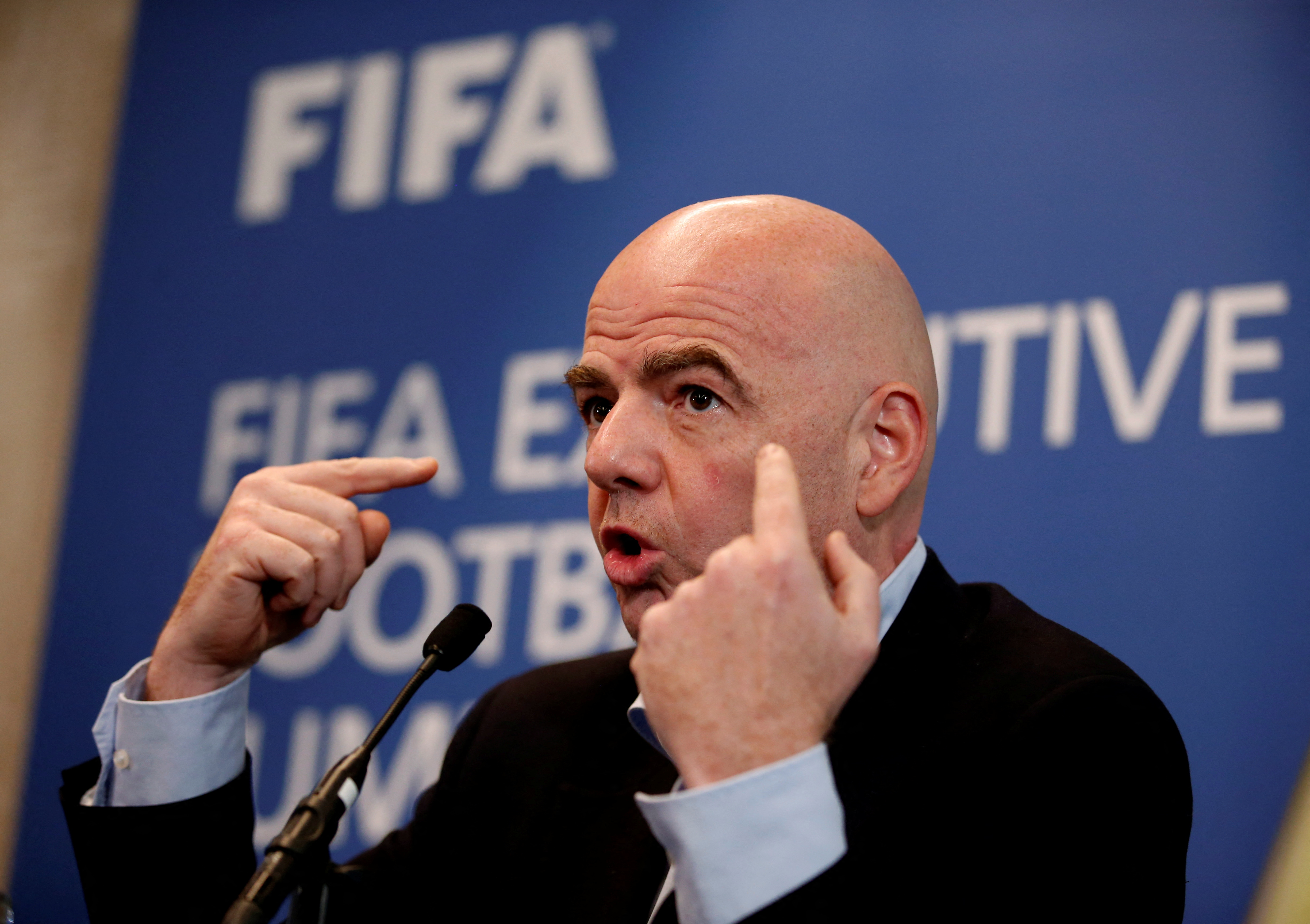 FIFA Executive Football Summit Press Conference - Hilton Hotel, Heathrow Airport, London, England - 9/3/17 FIFA president Gianni Infantino during the press conference Action Images via Reuters / Matthew Childs Livepic