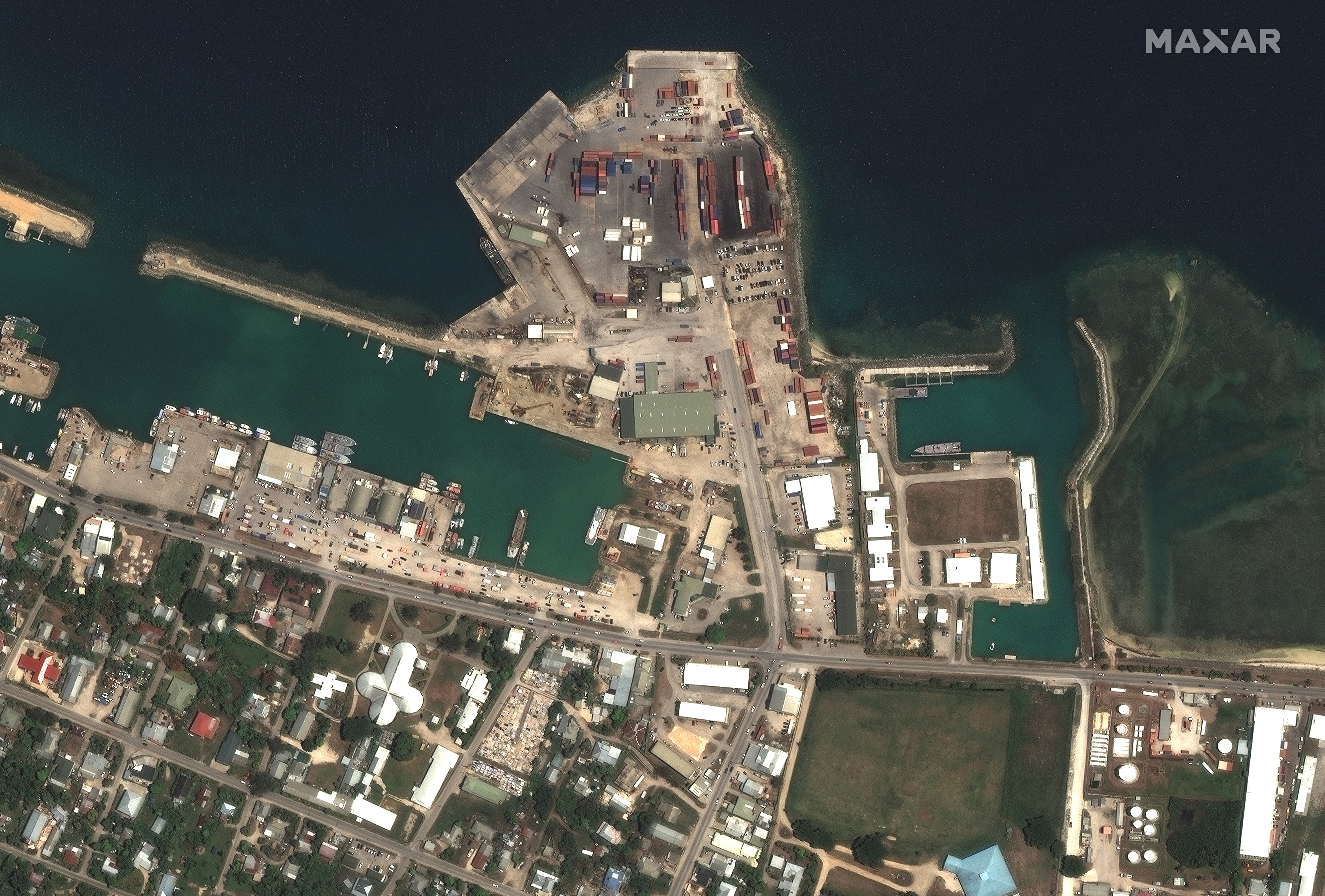 the main port facilities in Nuku’alofa, Tonga