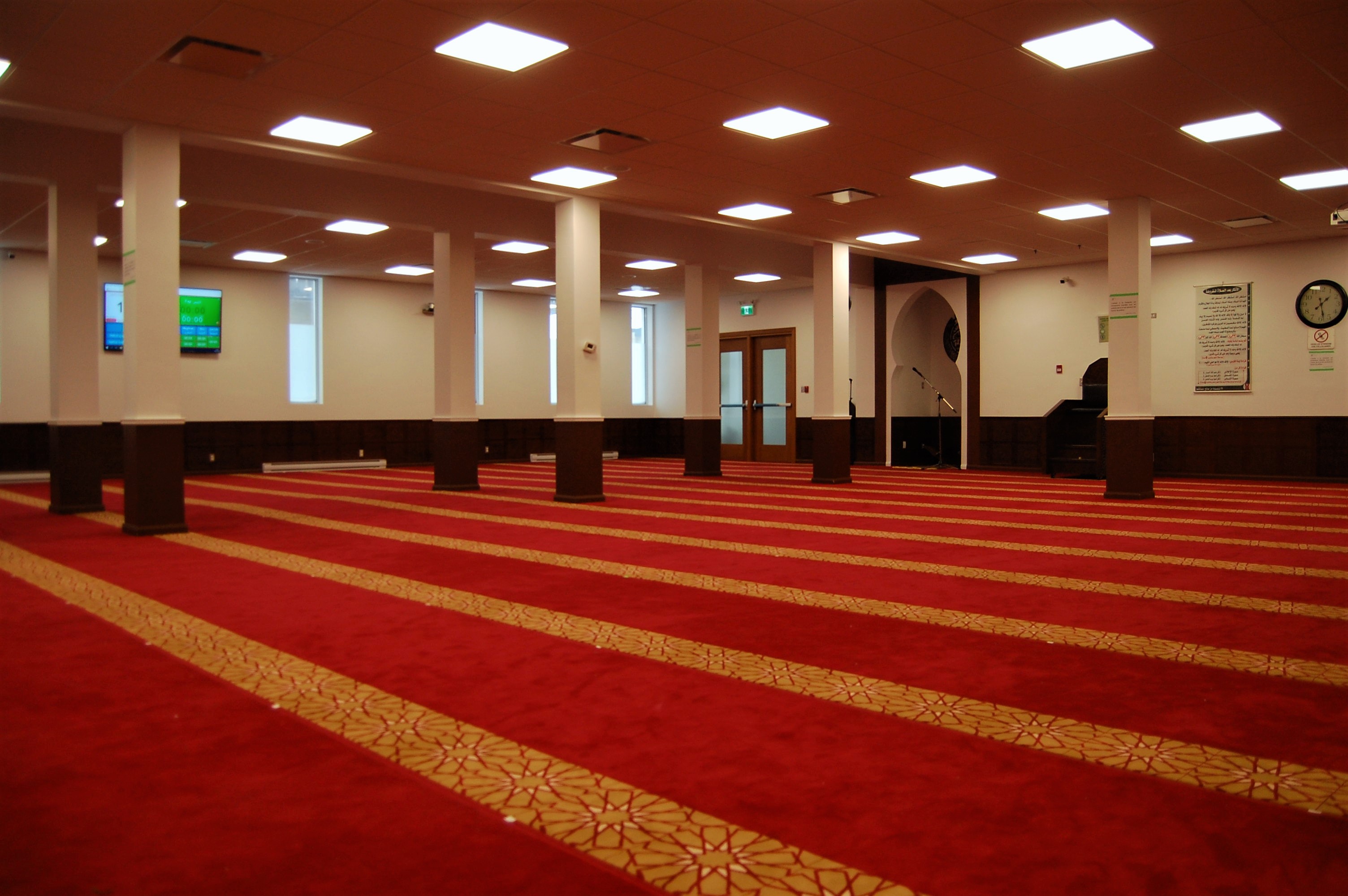 The main prayer room at the Quebec Islamic Cultural Centre is pictured