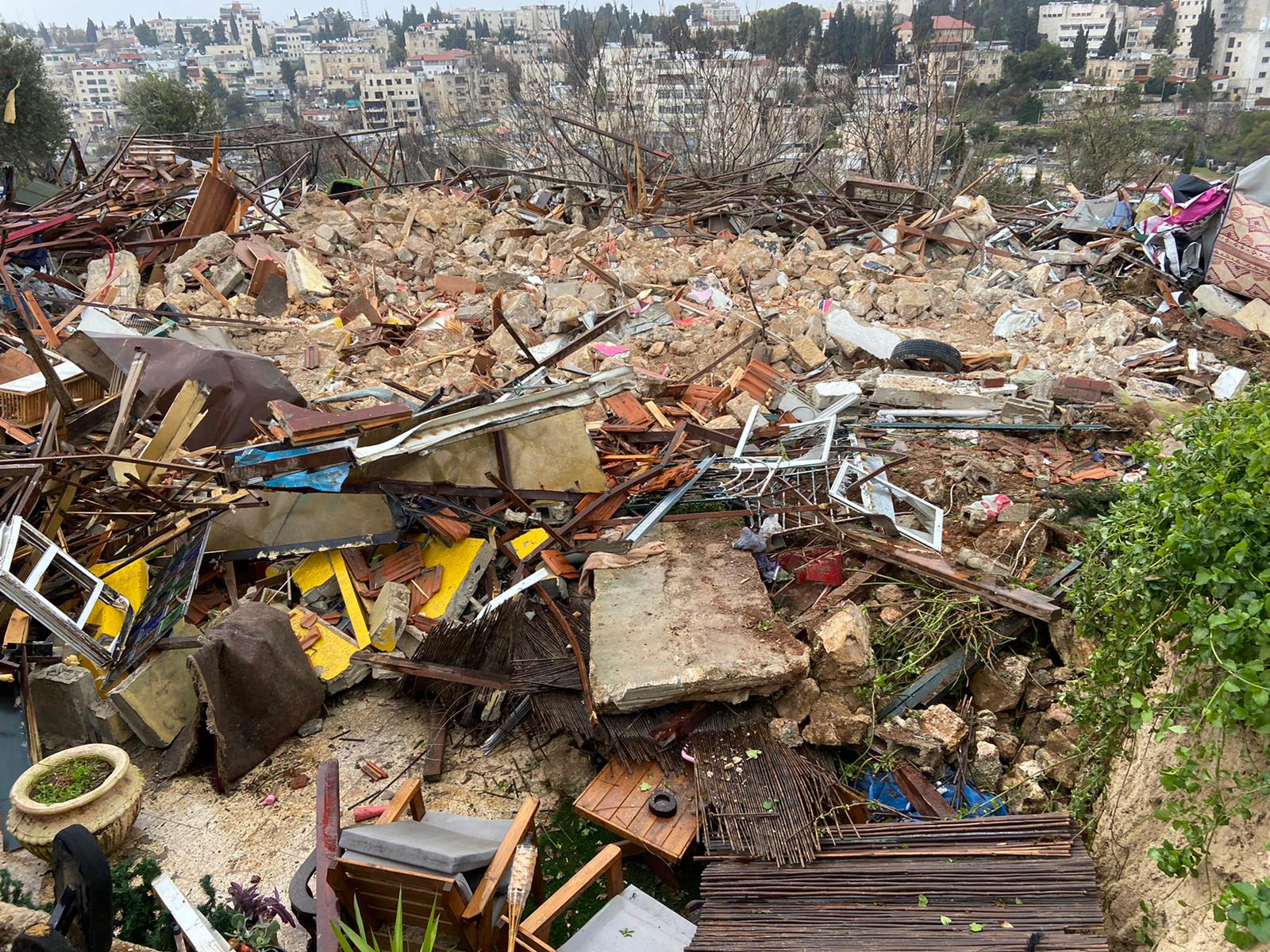 The ruins of the house demolished by Israeli forces in Sheik Jarrah neighbourhood.