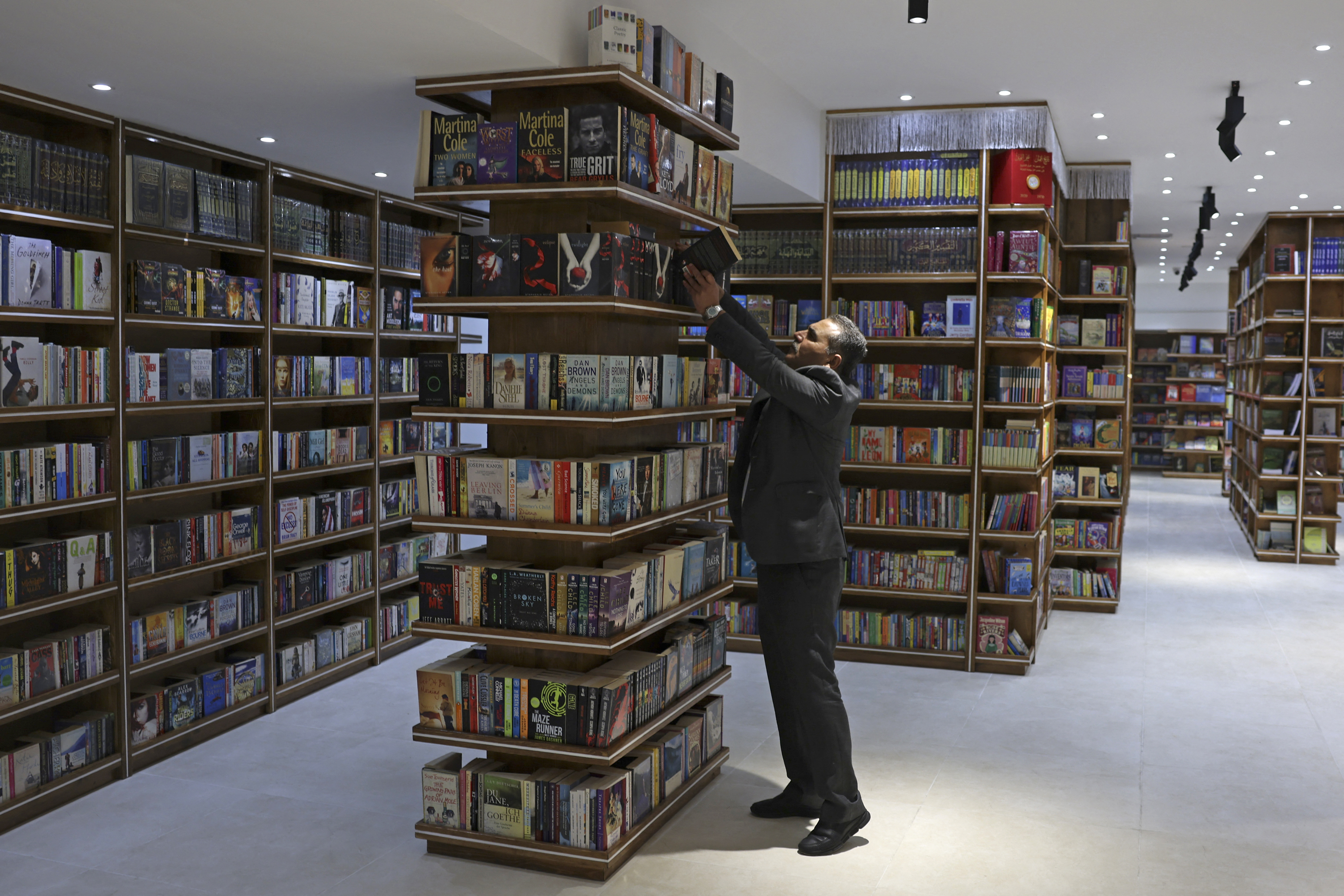 Samir Mansour in his Gaza bookstore