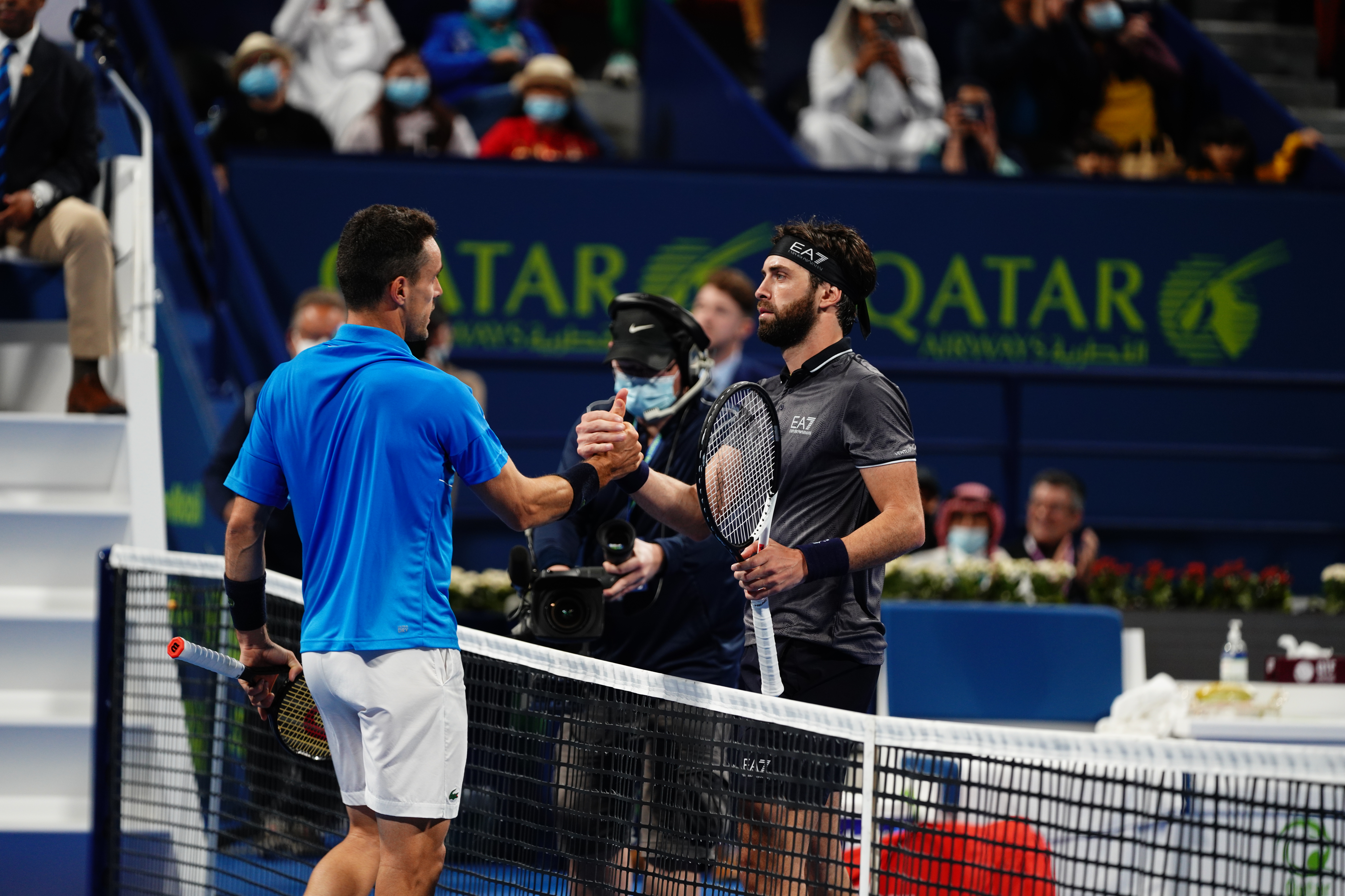 Qatar ExxonMobil Open 2022 final between Nikoloz Basilashvili of Georgia and Roberto Bautista Agut of Spain.
