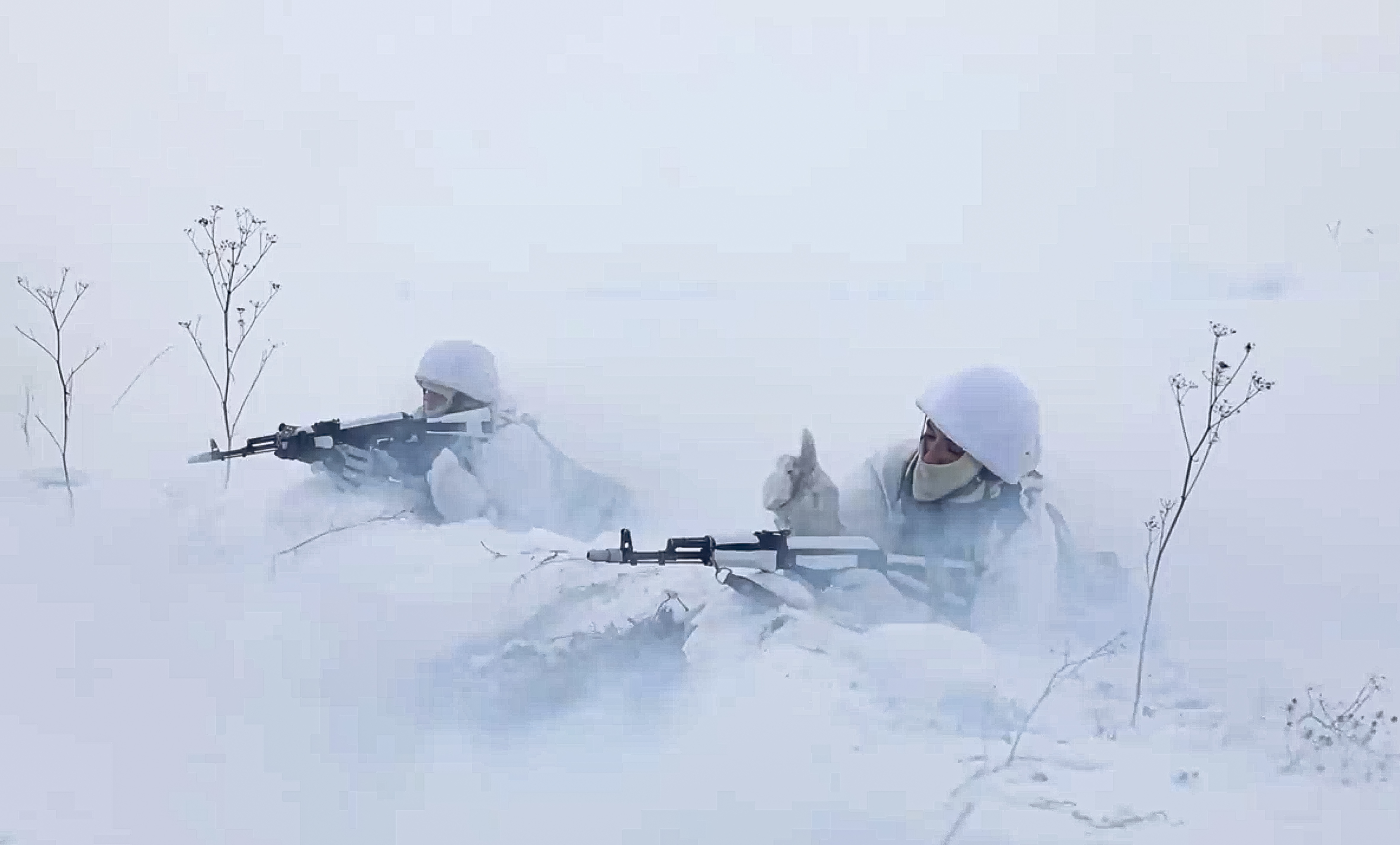 Russian soldiers attend military training at the Yurginsky training ground in the Kemerovo region, Russia.