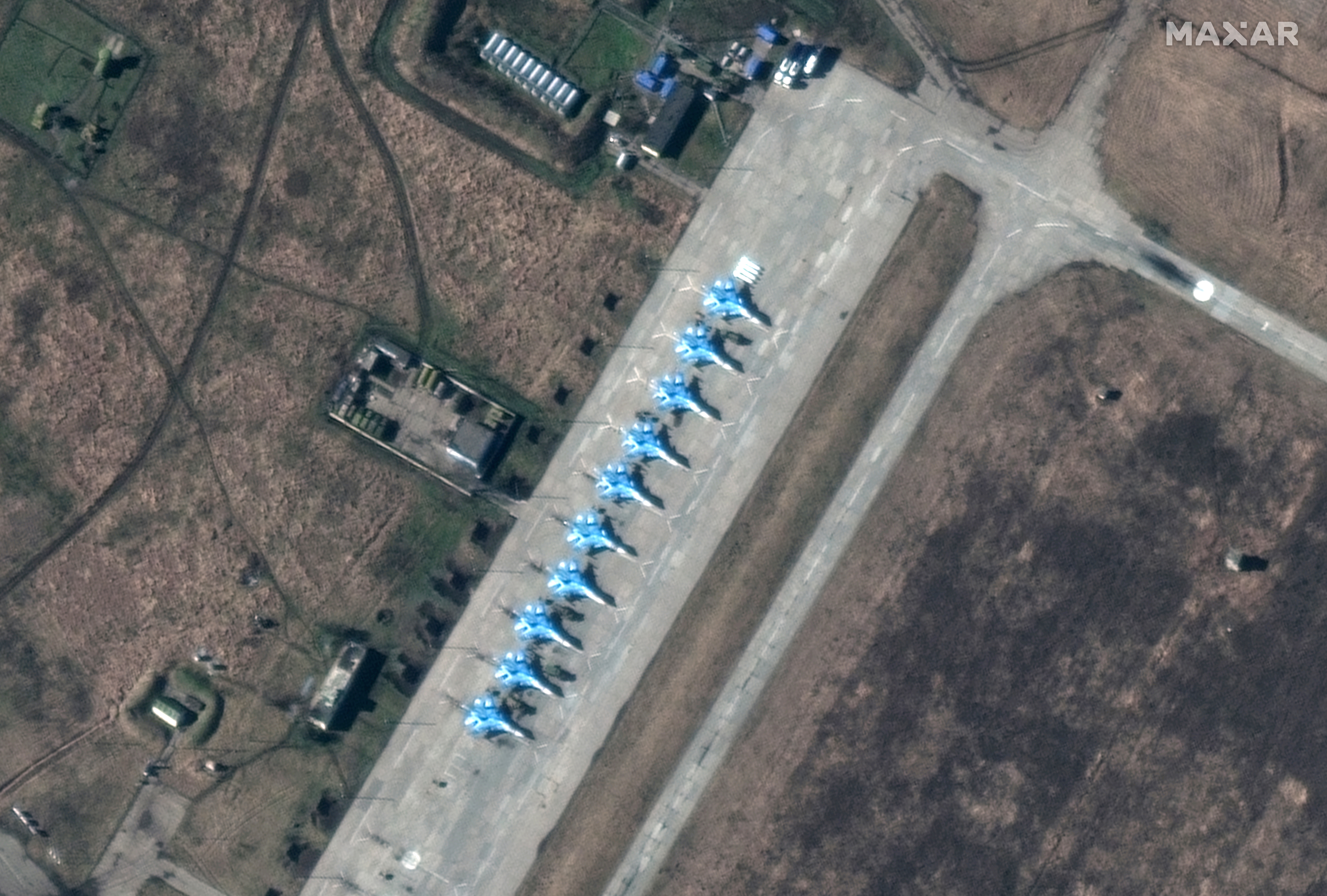 satellite image shows Russian fighter deployment.