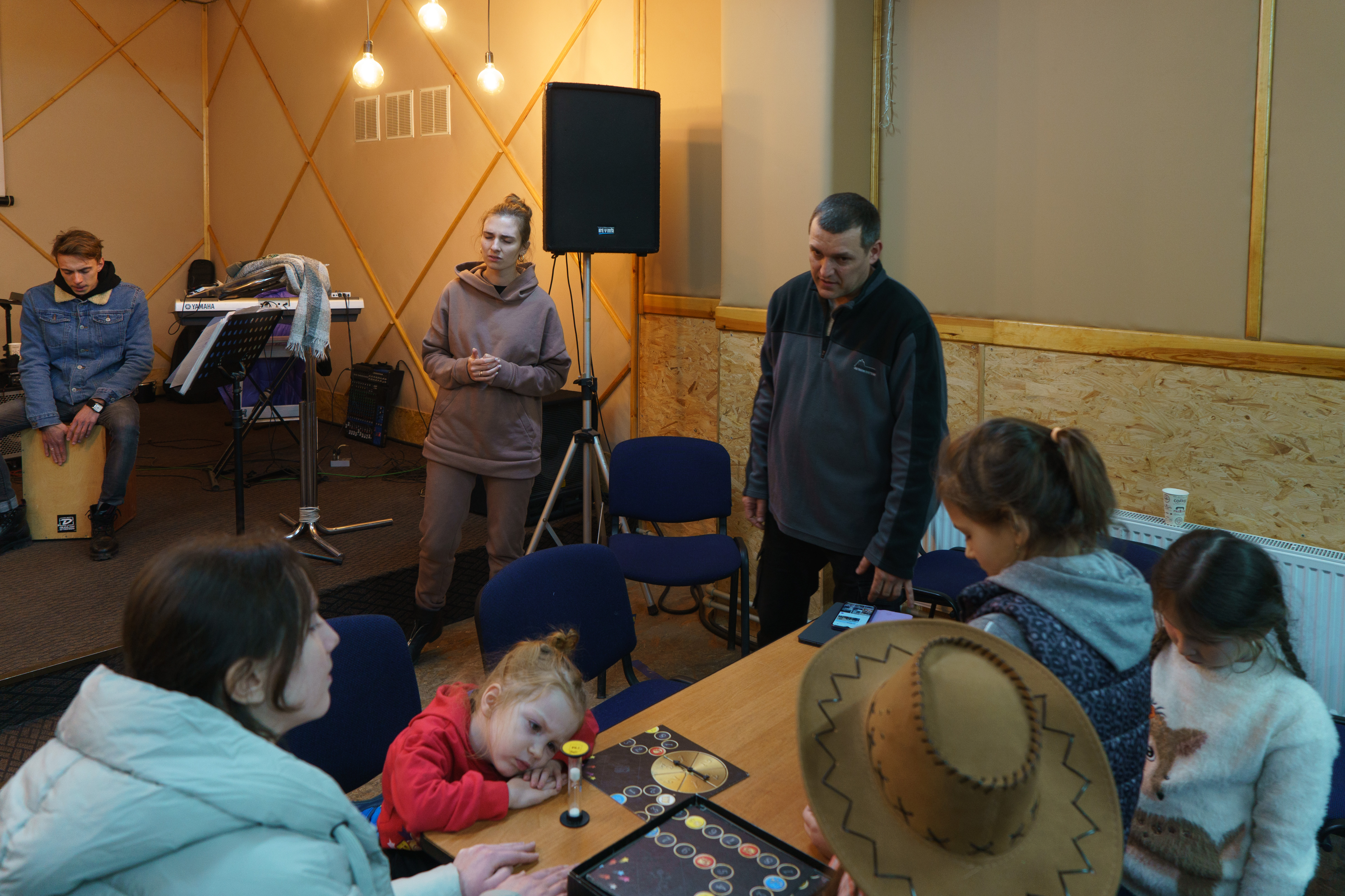 Locals from eastern Mariupol found a shelter in an evangelical church.