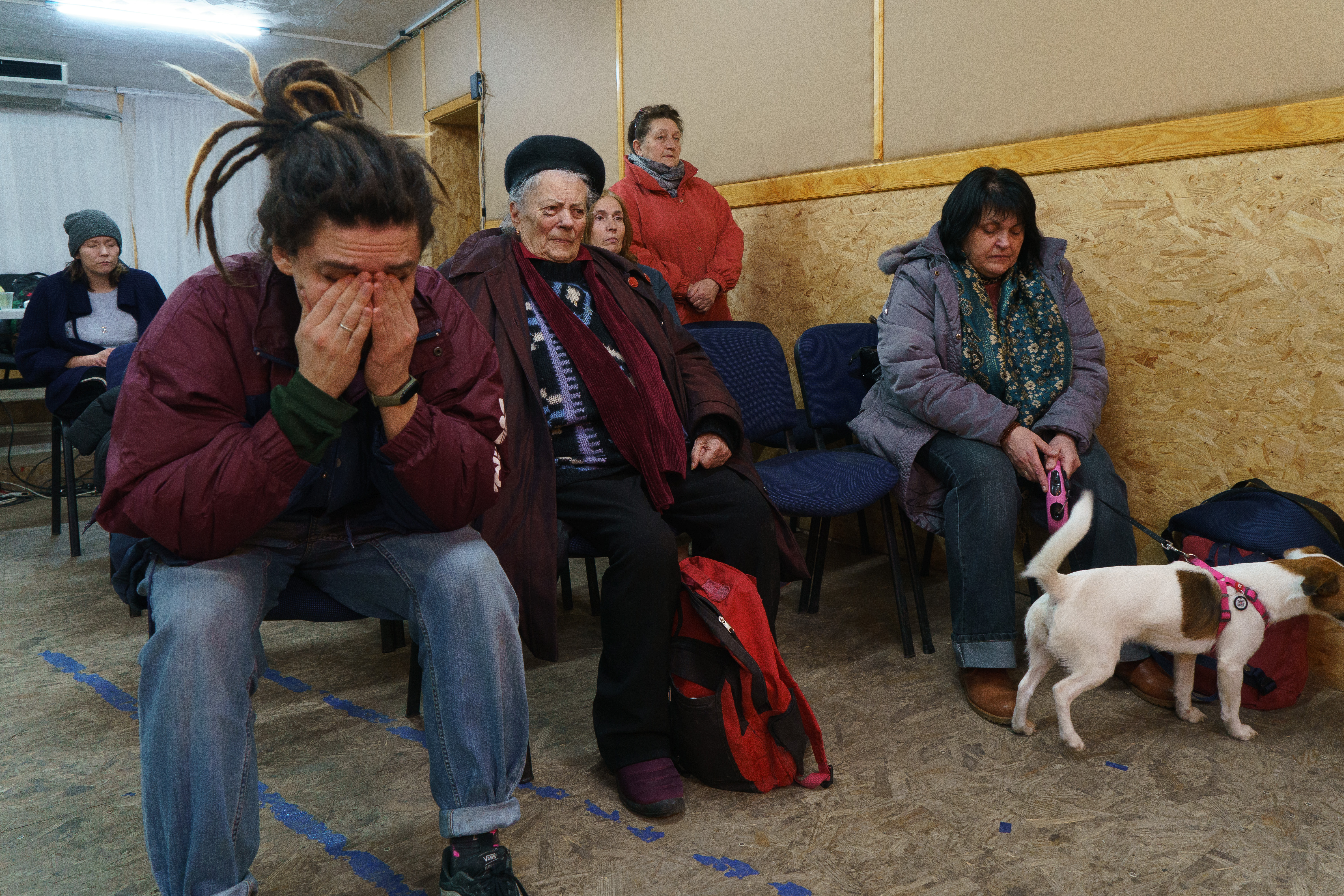People praying at a church.