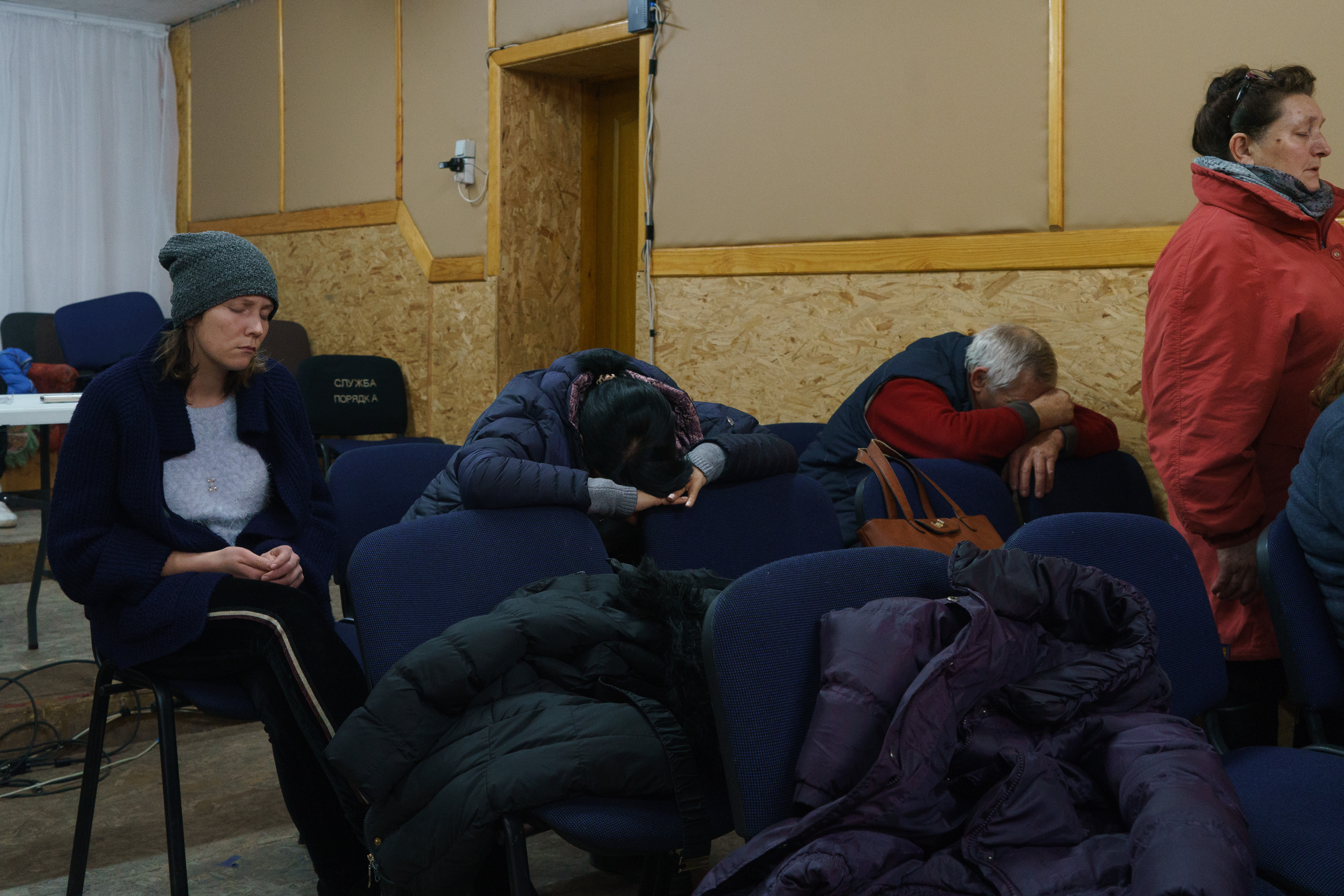 Locals from eastern Mariupol found a shelter in an evangelical church.