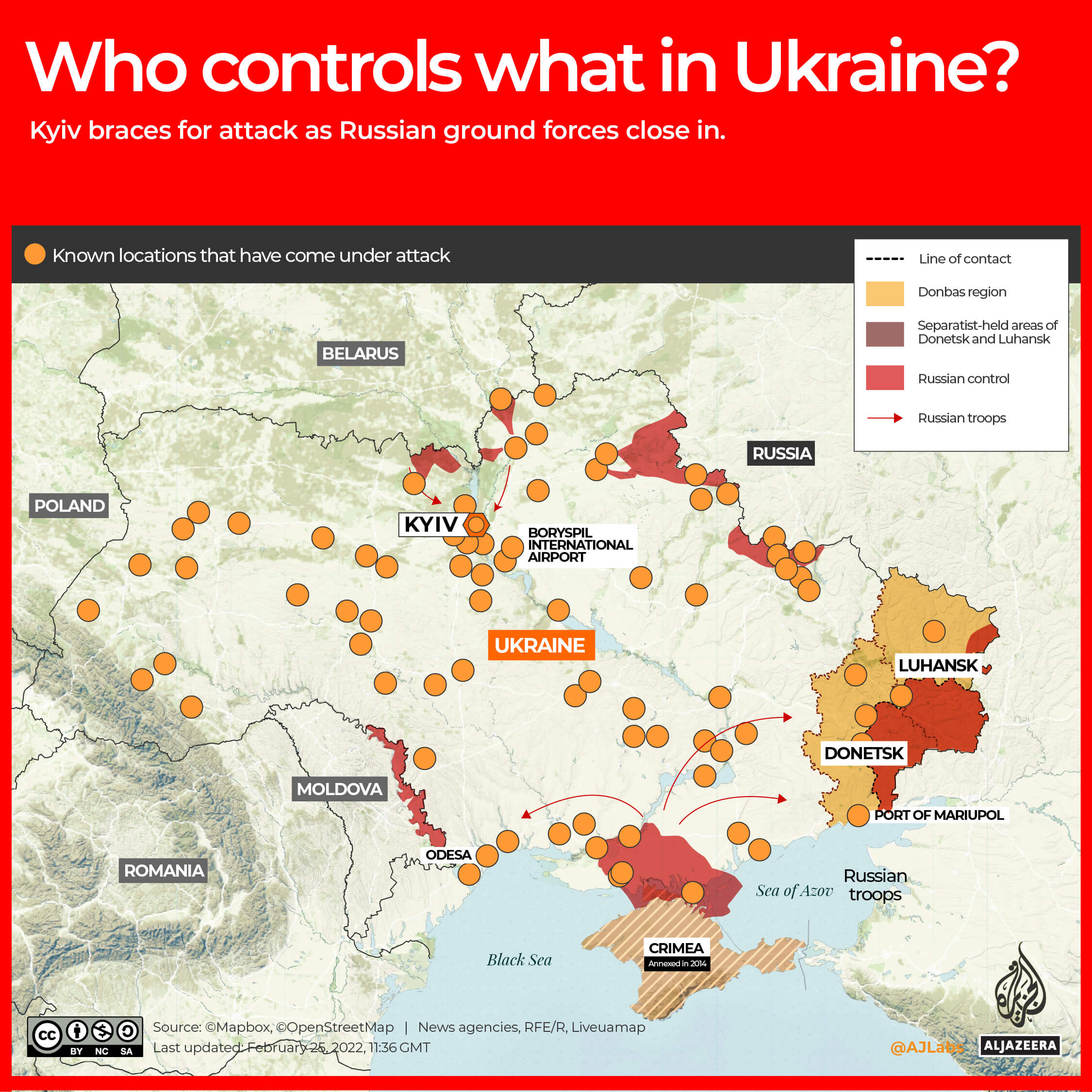 Russian invasion, control map Ukraine and attacks on Ukraine by Russia