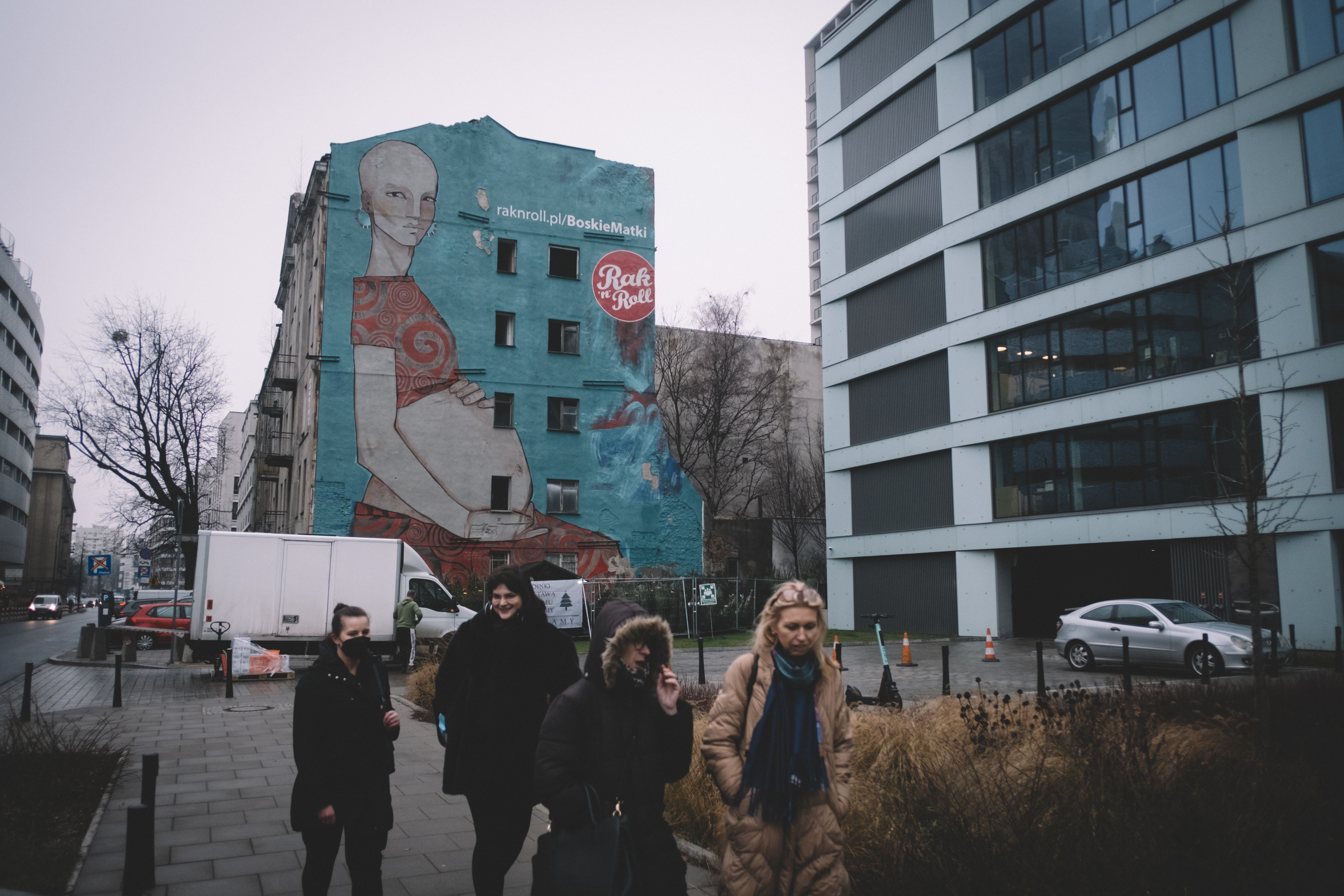 A mural shows a pregnant woman on a building in central Warsaw. Abortion lately has been at the centre of the social and political