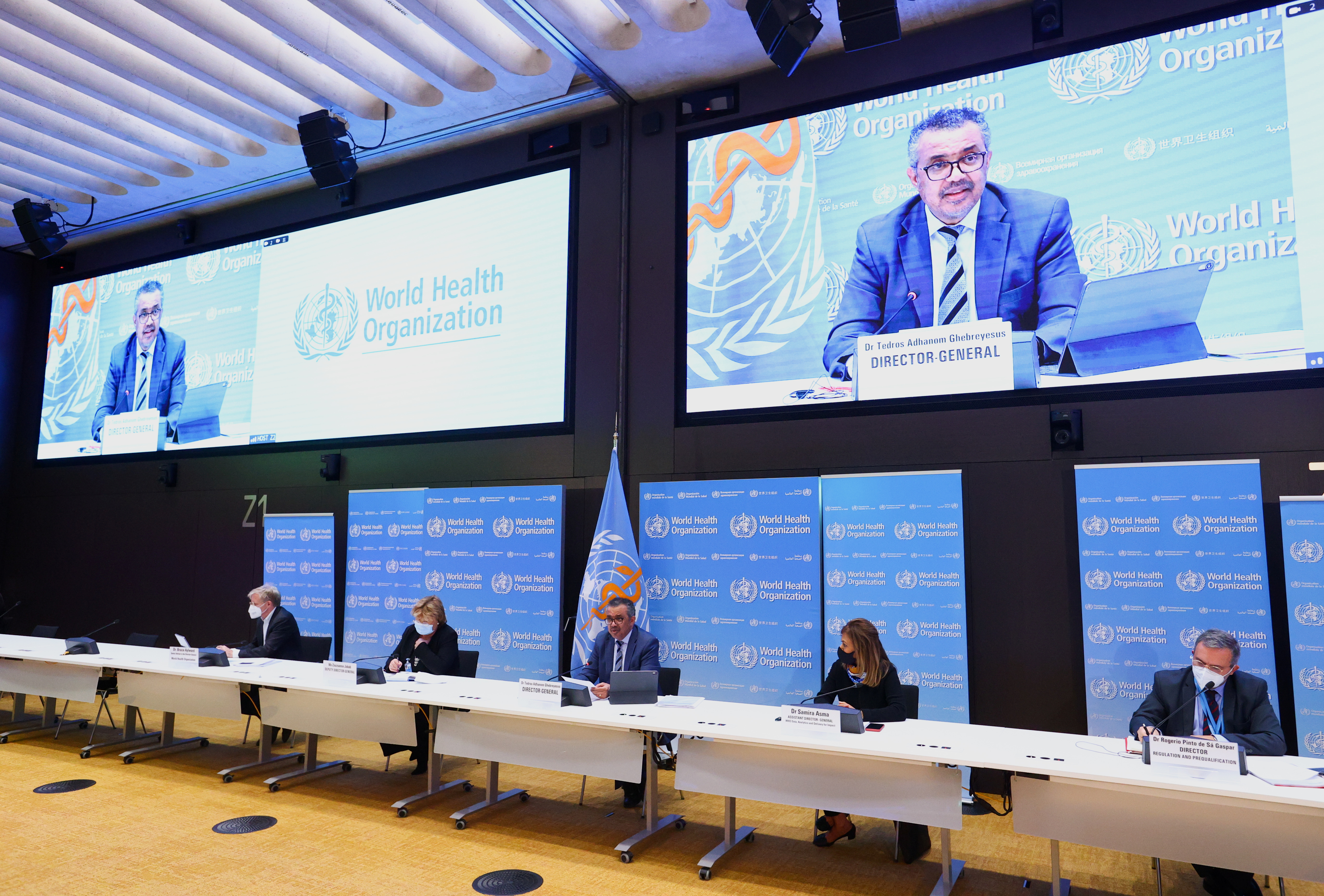 Tedros Adhanom Ghebreyesus, Director-General of the World Health Organization (WHO), speaks during a news conference in Geneva, Switzerland, December 20, 2021.