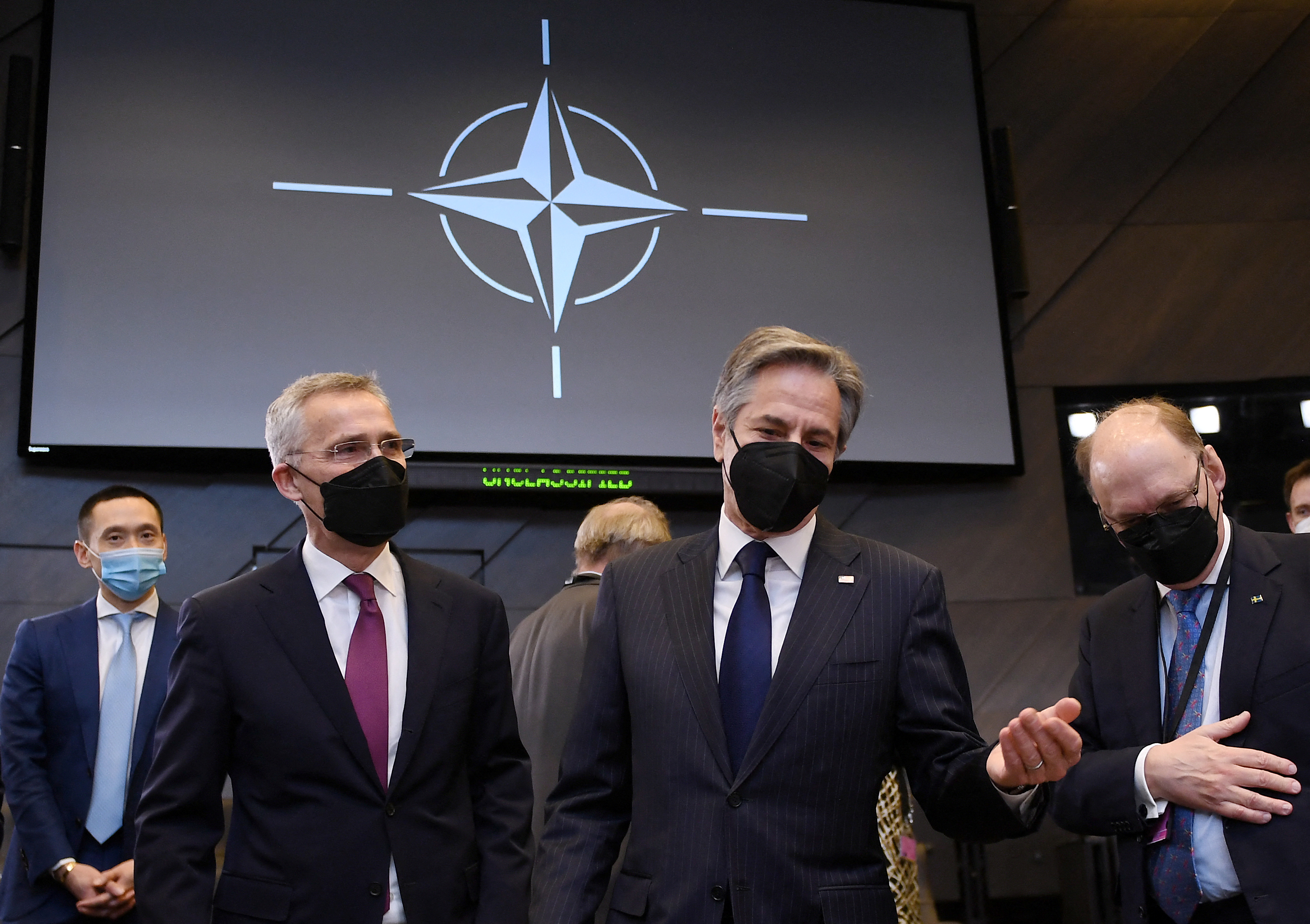 US State Secretary Antony Blinken and NATO Secretary General Jens Stoltenberg at the NATO Headquarters in Brussels, Belgium, March 4, 2022.