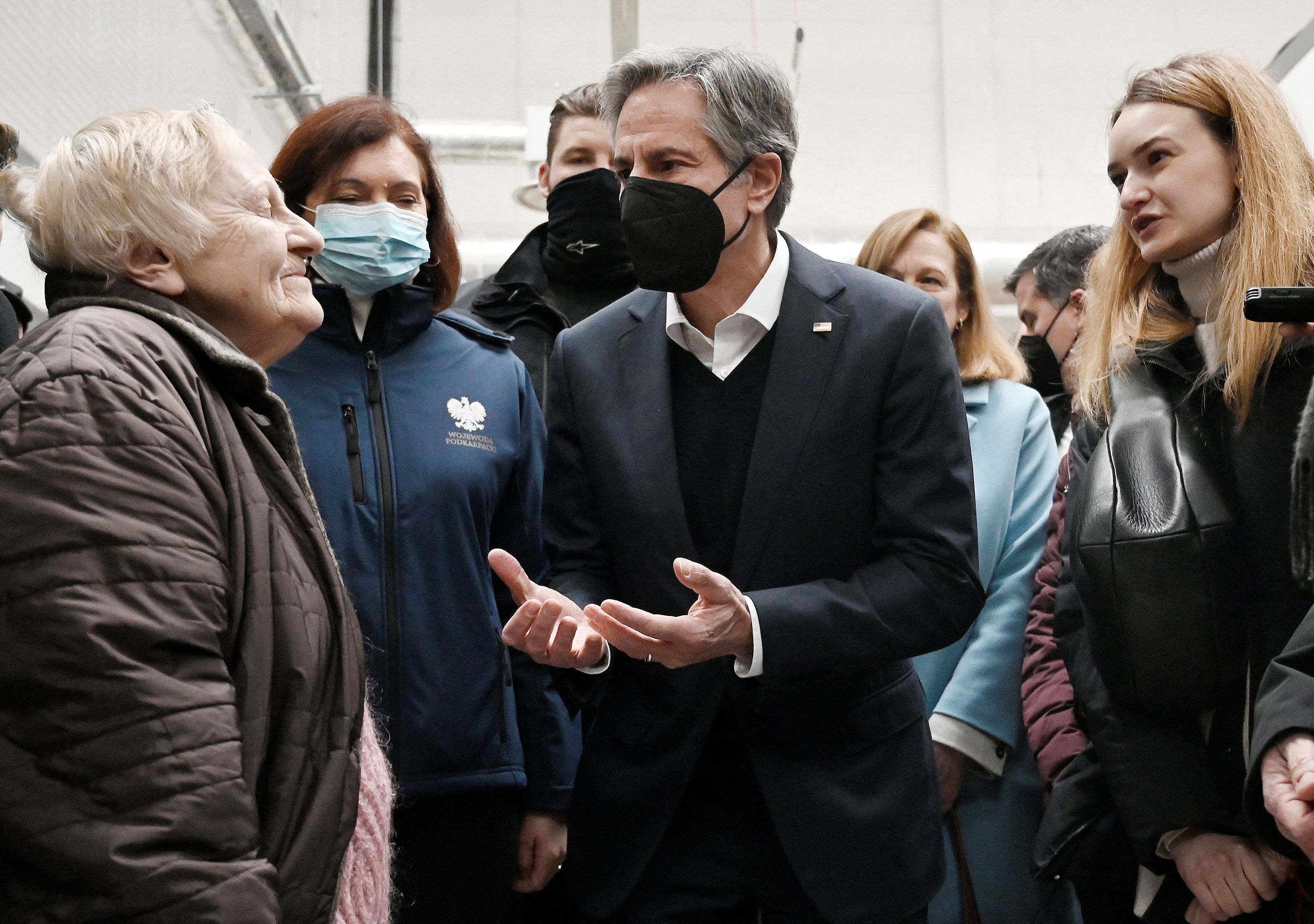 US Secretary of State Antony Blinken meets with refugees,