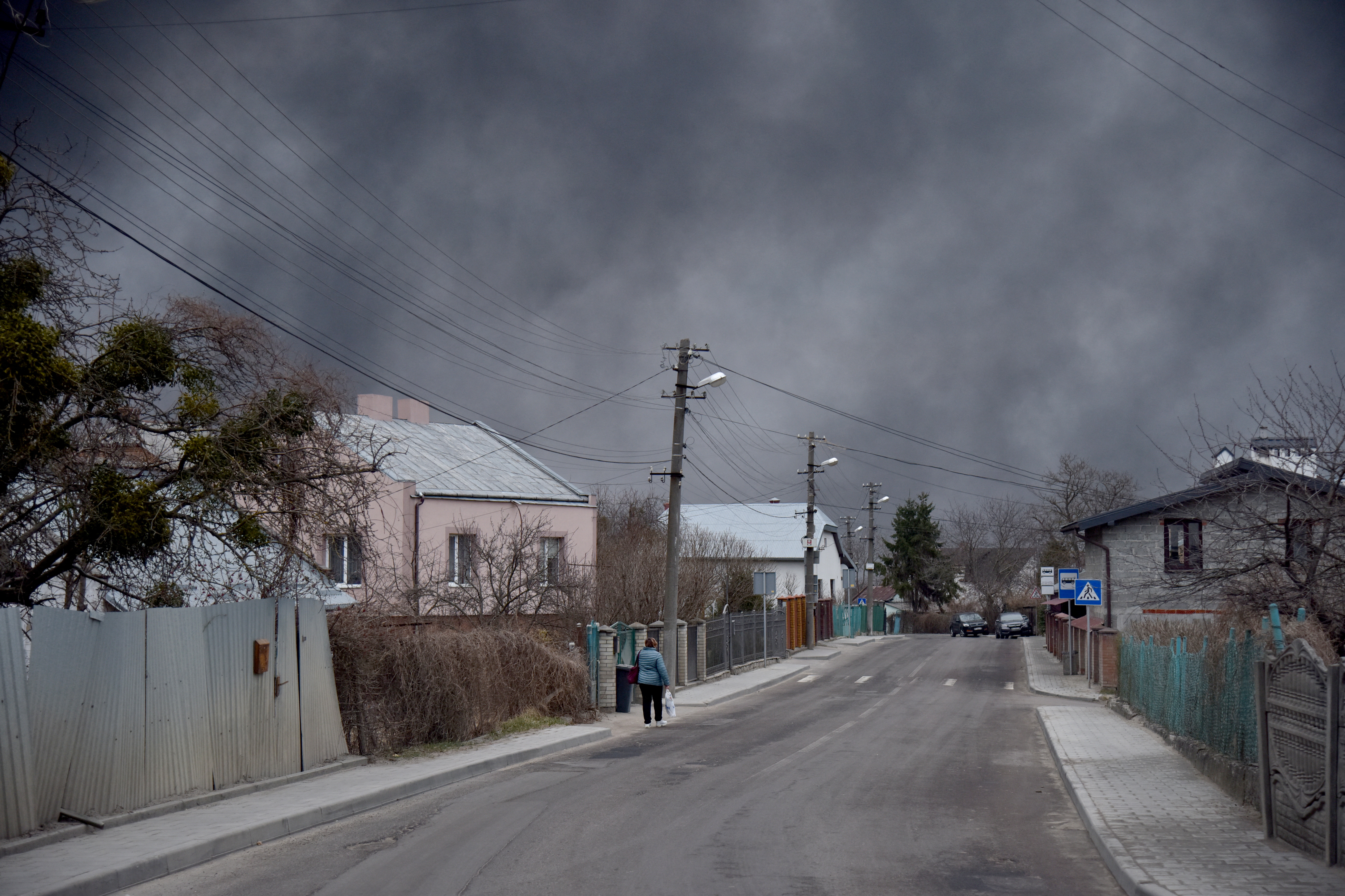 Smoke rises after an airstrike, as Russia's attack on Ukraine continues, in Lviv, Ukraine 