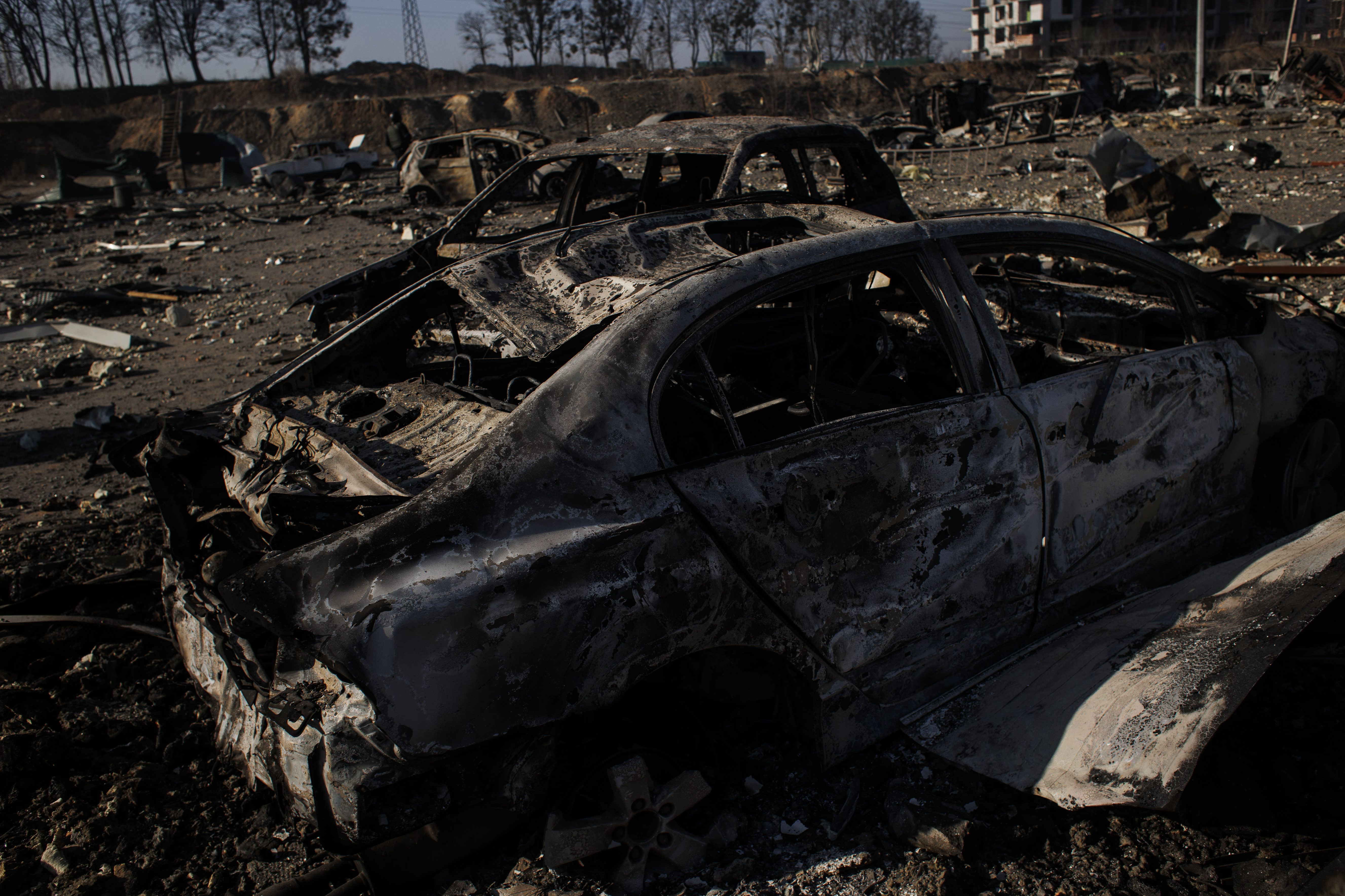 A view of destruction at site after Russian attacks struck a shopping mall, in Kyiv