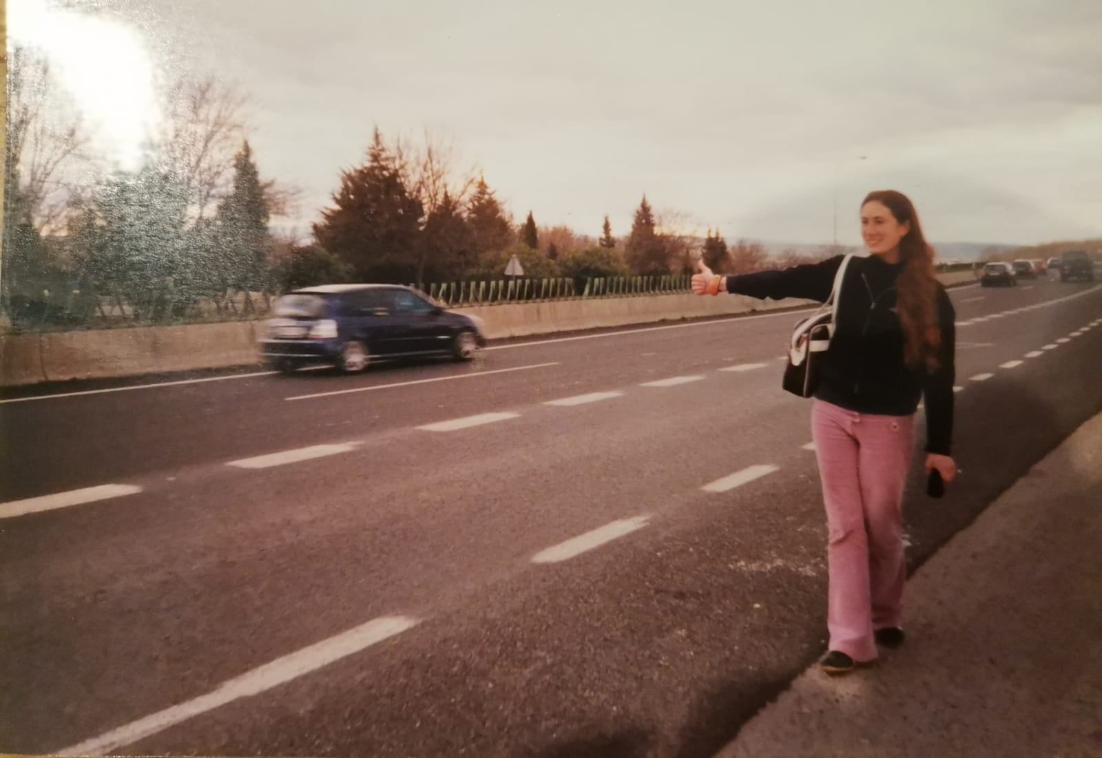 Author hitchhiking in Spain circa 2004