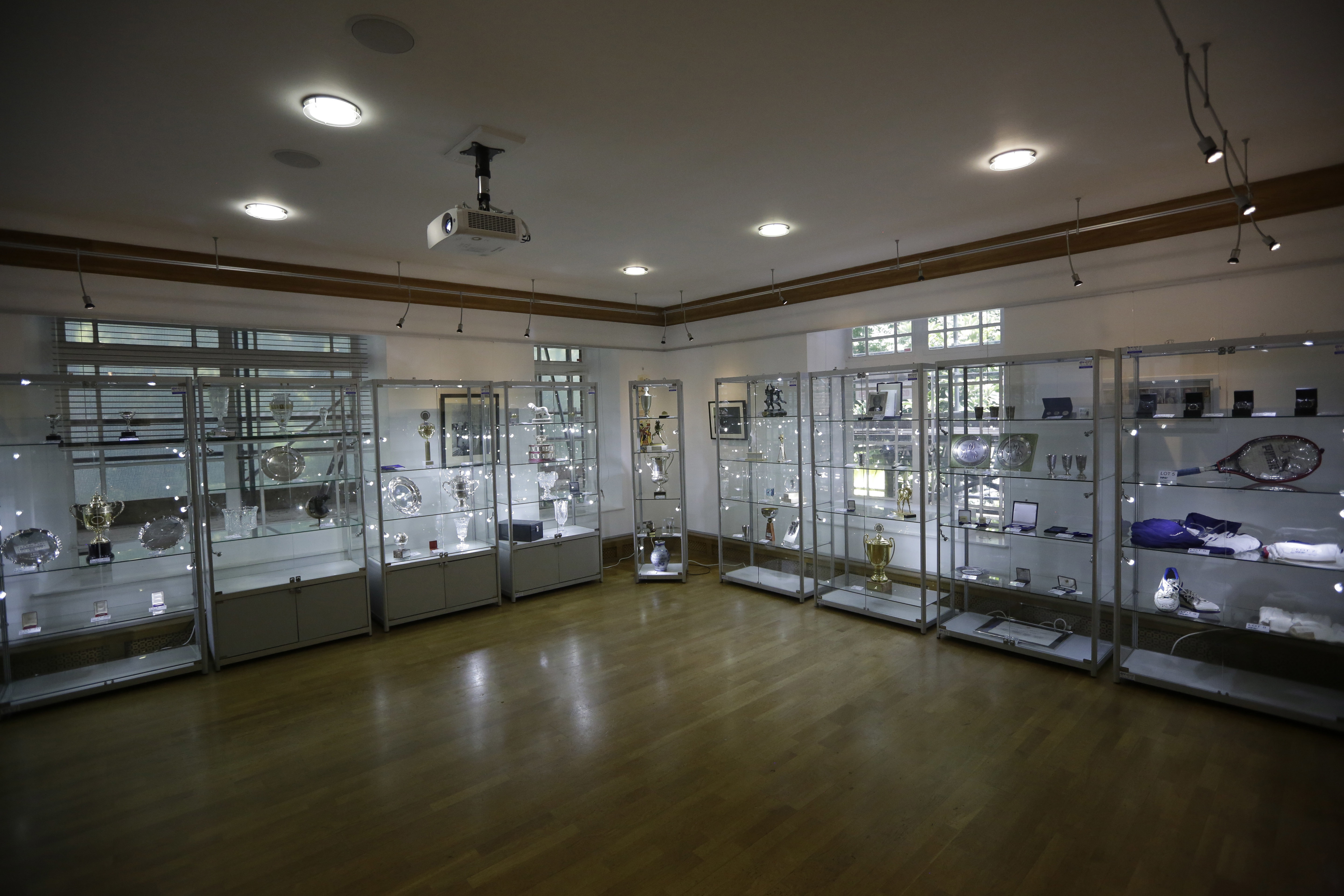 Trophies and memorabilia from the career of German tennis star Boris Becker