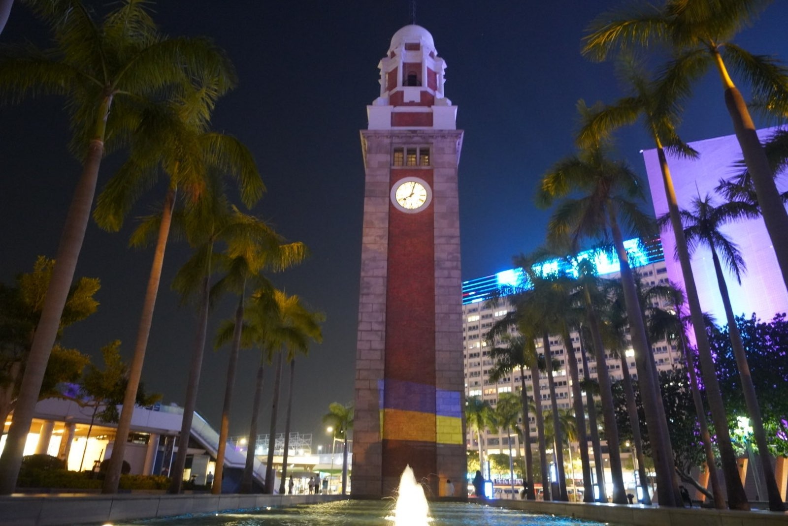Clock tower with Ukraine coluors 