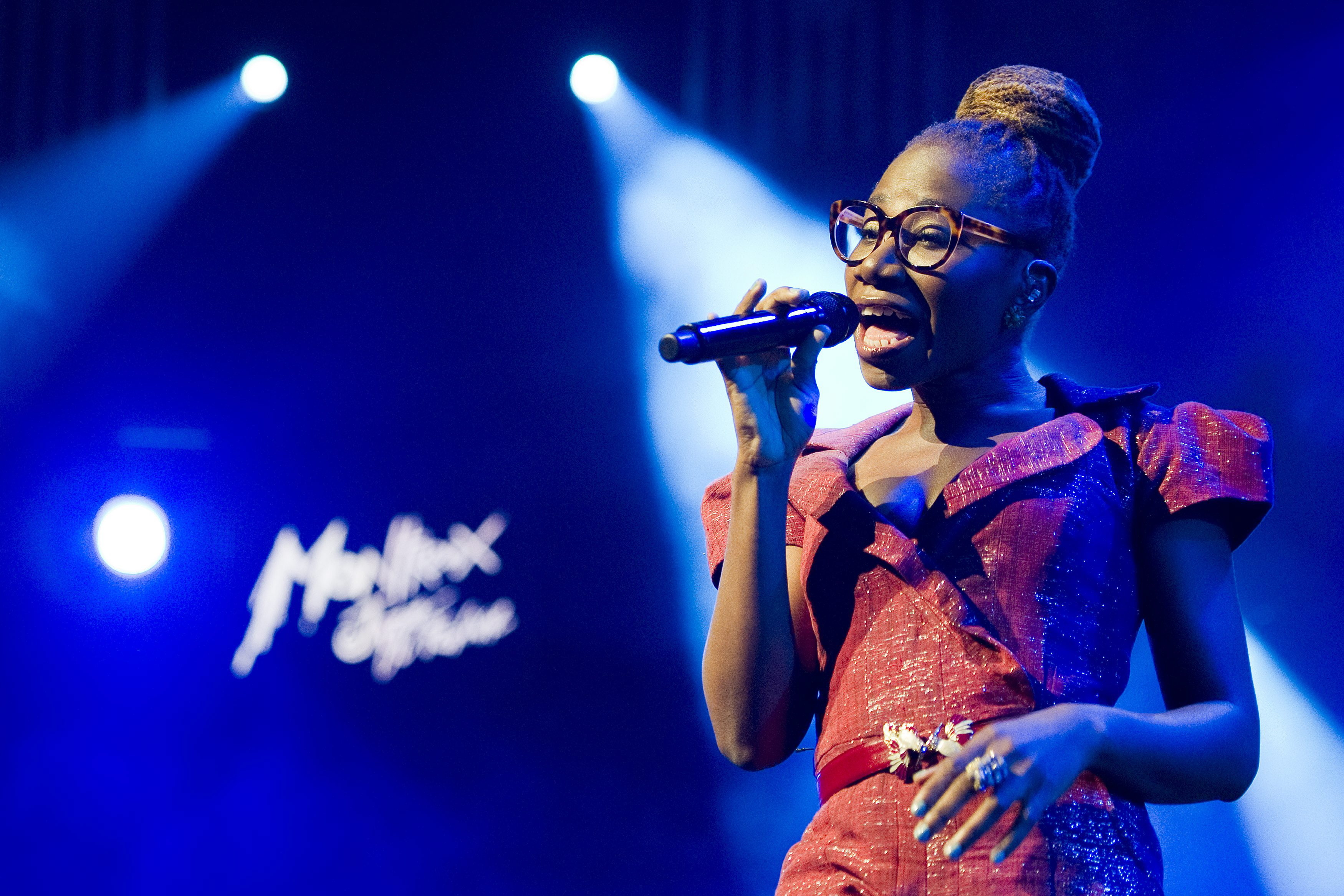 Nigerian singer Asa performs on the Stravinski Hall stage during the 45th Montreux Jazz Festival