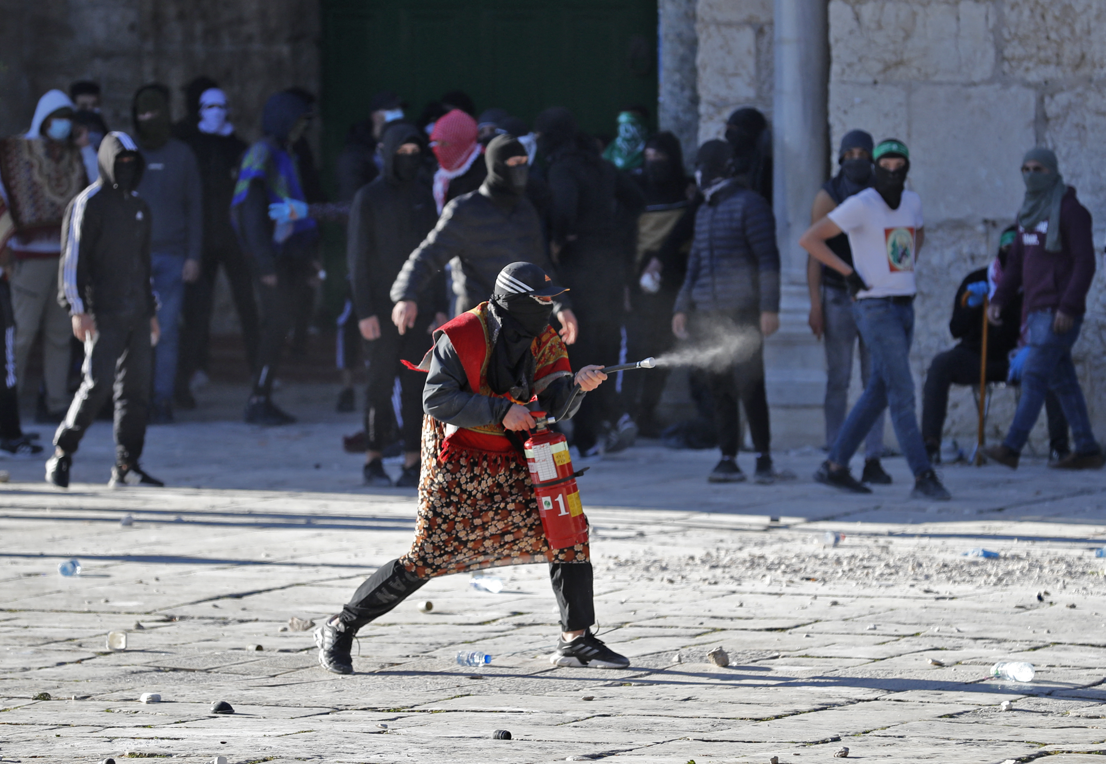 A Palestinian demonstrator