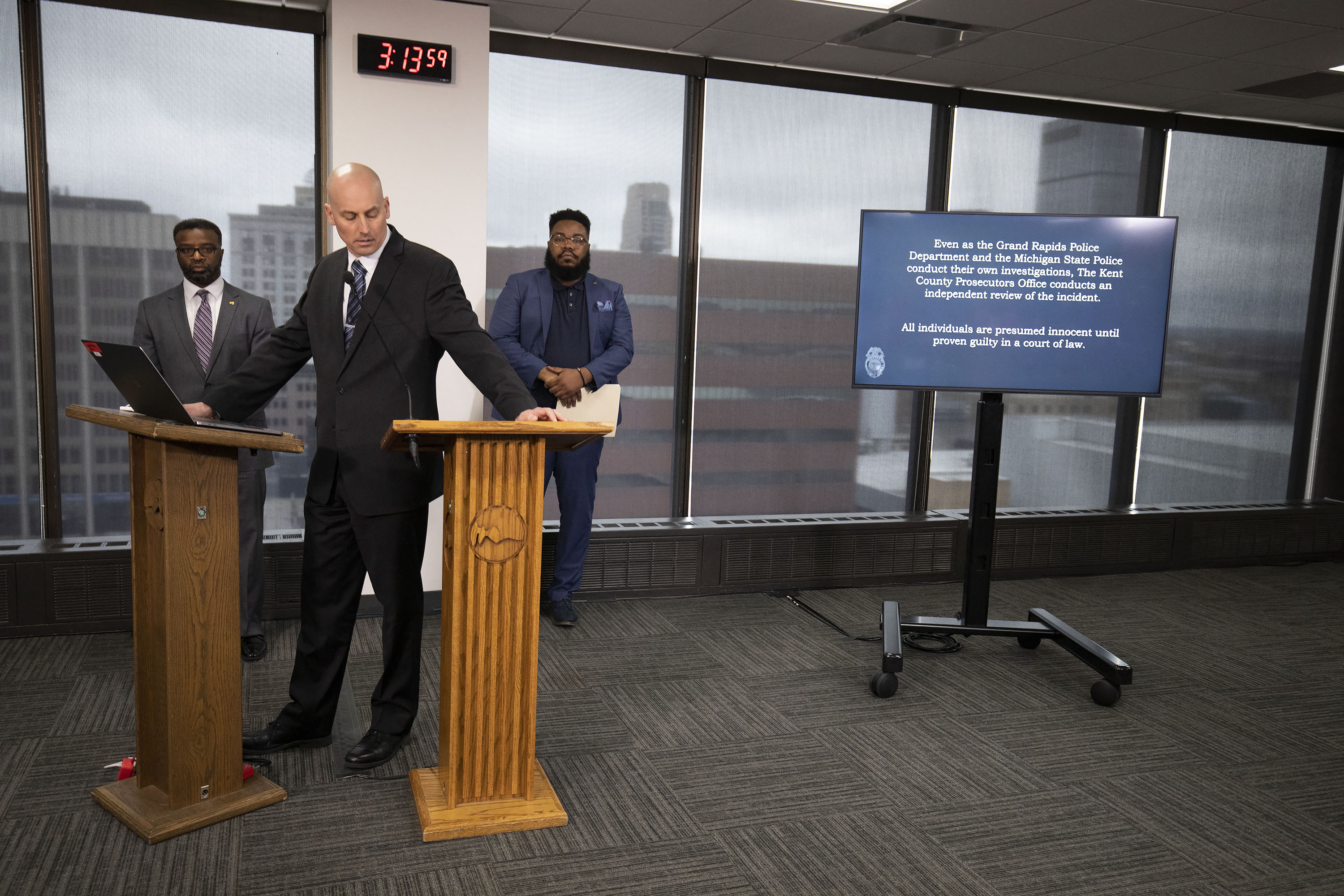 Grand Rapids officials at a press conference.