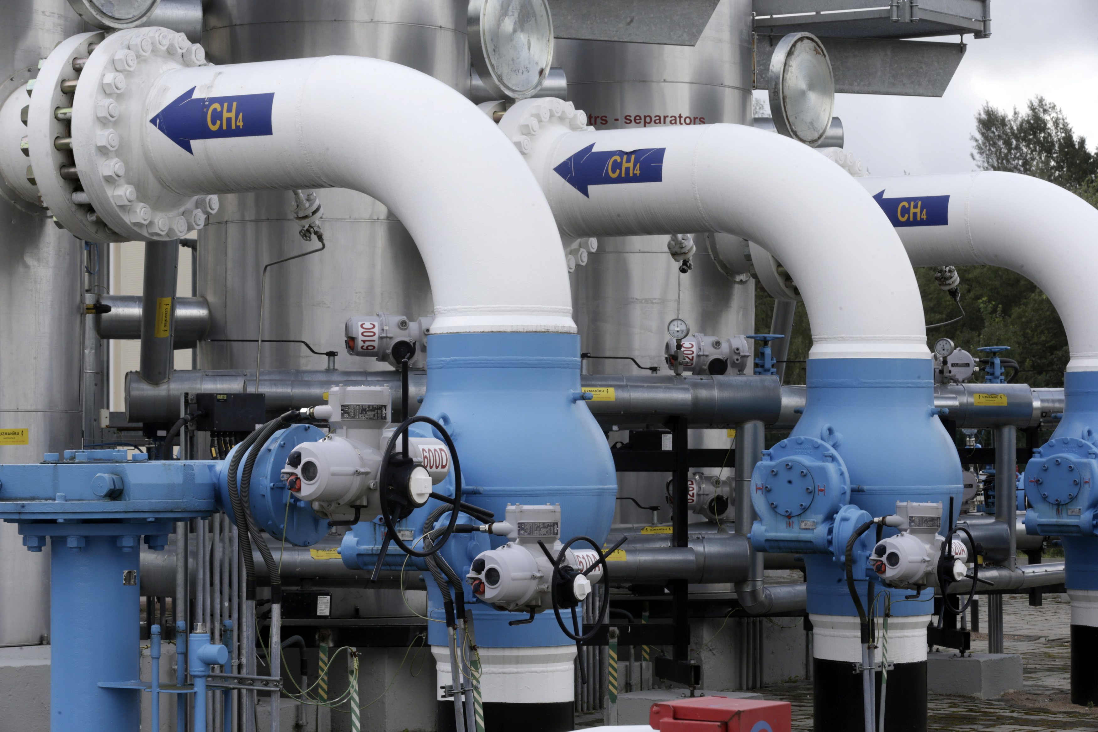 Pipes from Latvijas Gaze's underground gas storage facility in Incukalns