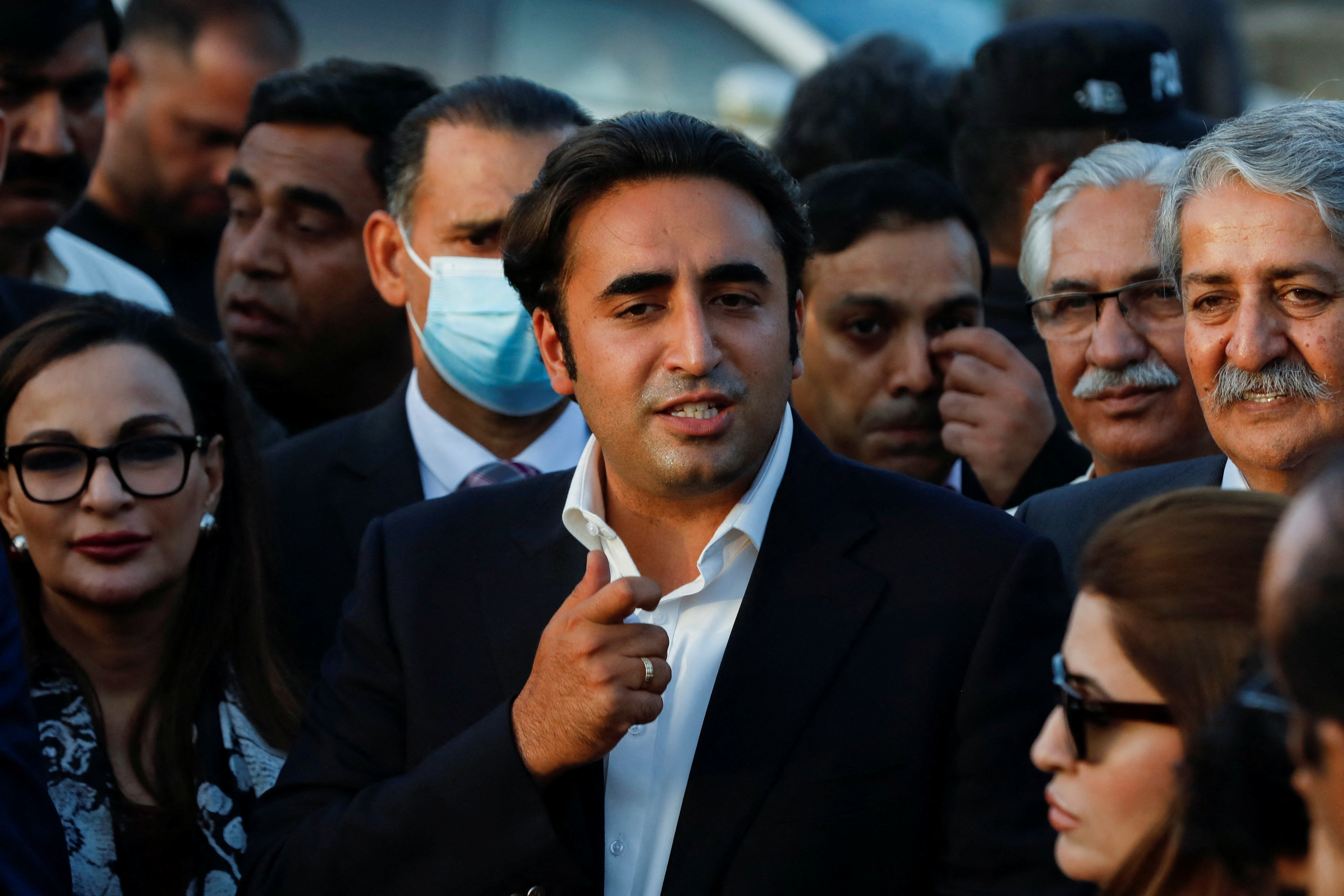Bilawal Bhutto-Zardari speaks to media.
