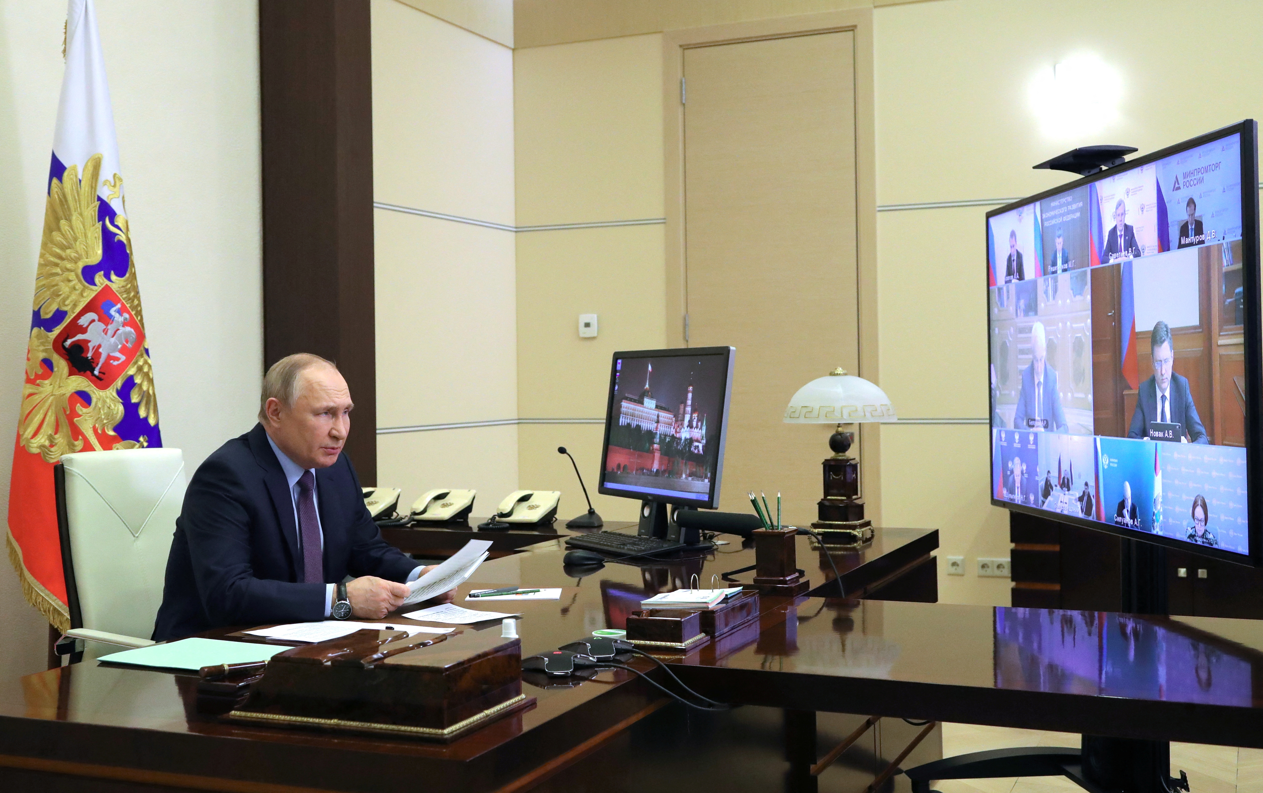 Russia's President Vladimir Putin chairs a meeting on the country's oil and gas industry