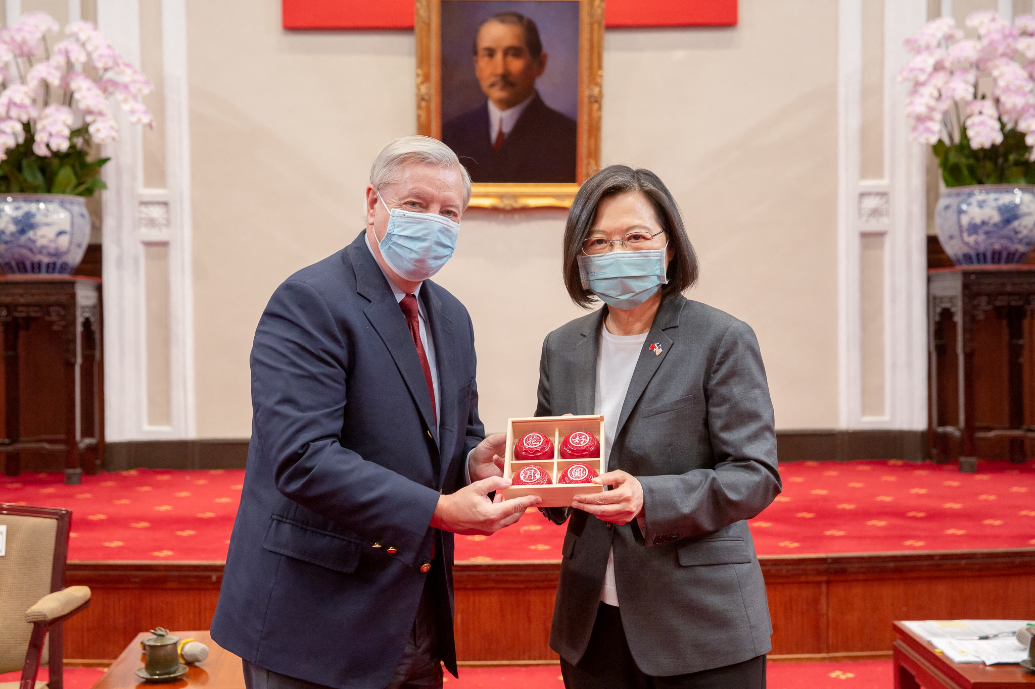 Taiwan President Tsai Ing-wen meets with US Senator Lindsey Graham in Taipei
