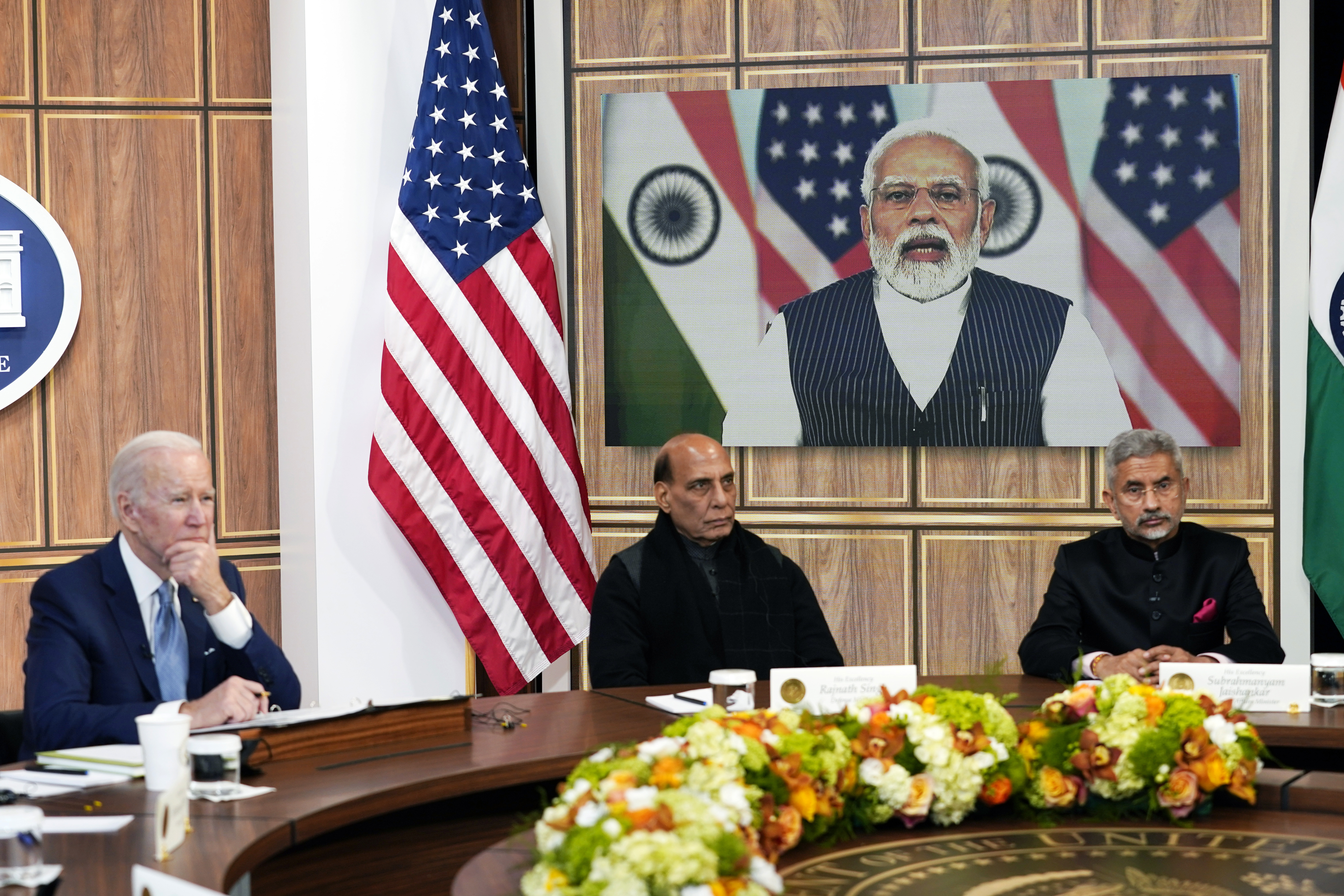 US President Joe Biden meets virtually with Indian Prime Minister Narendra Modi