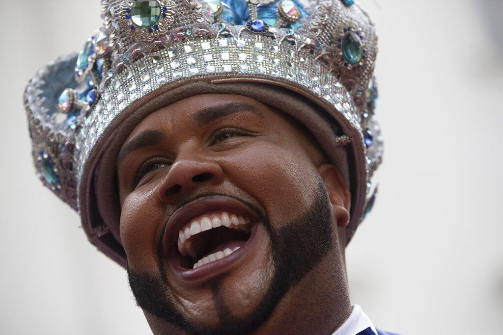 Carnival King Momo, Wilson Dias da Costa Neto, smiles during the ceremony marking the official start of Carnival in Rio de Janeiro, Brazil.