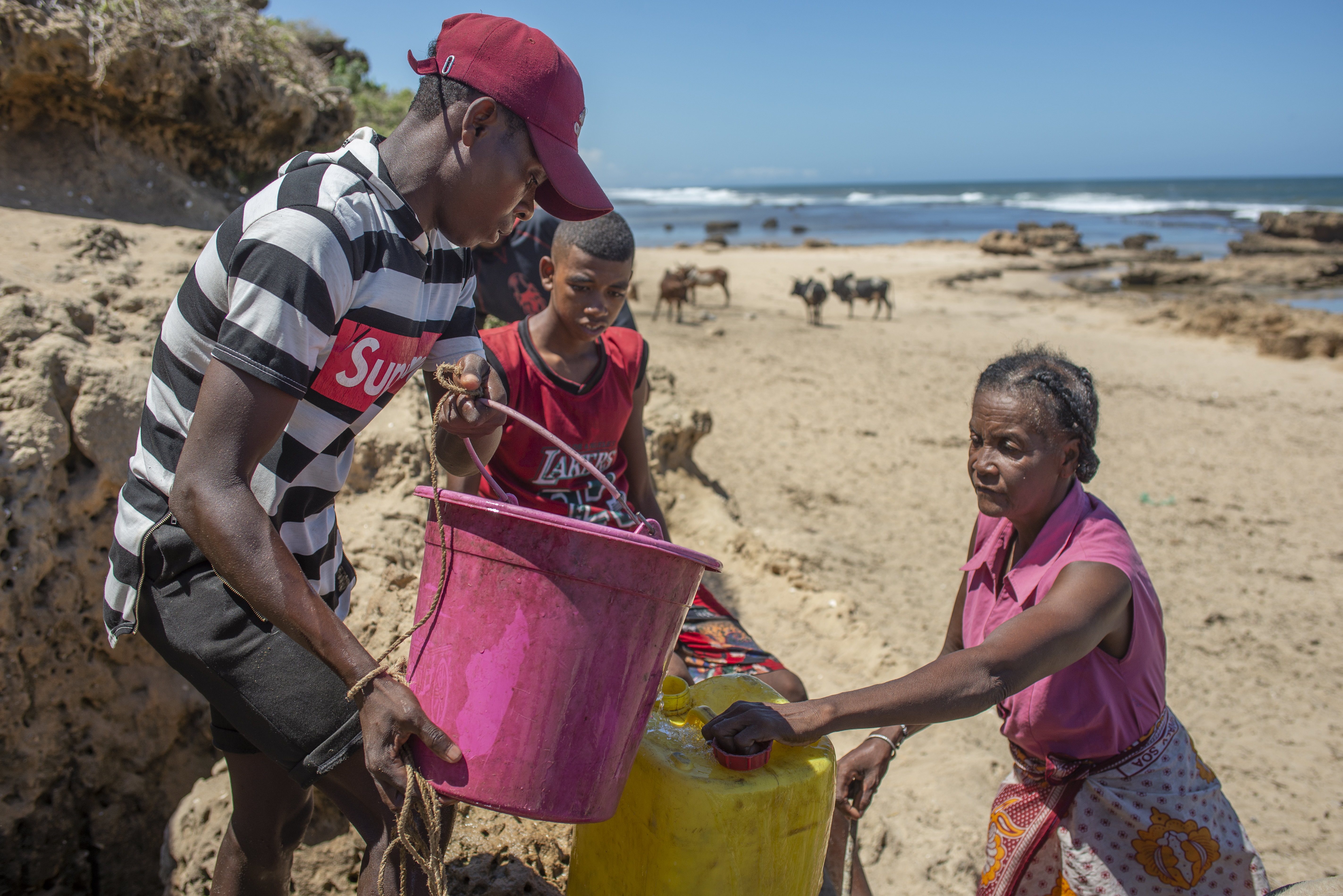Sija and her grandson said it’s about an 8 kilometre walk to the nearest water point in the village of Ambory in Androy Province. The 59-year-old said access to water is the biggest challenge facing her village. [Joseph Stepansky/Al Jazeera English]